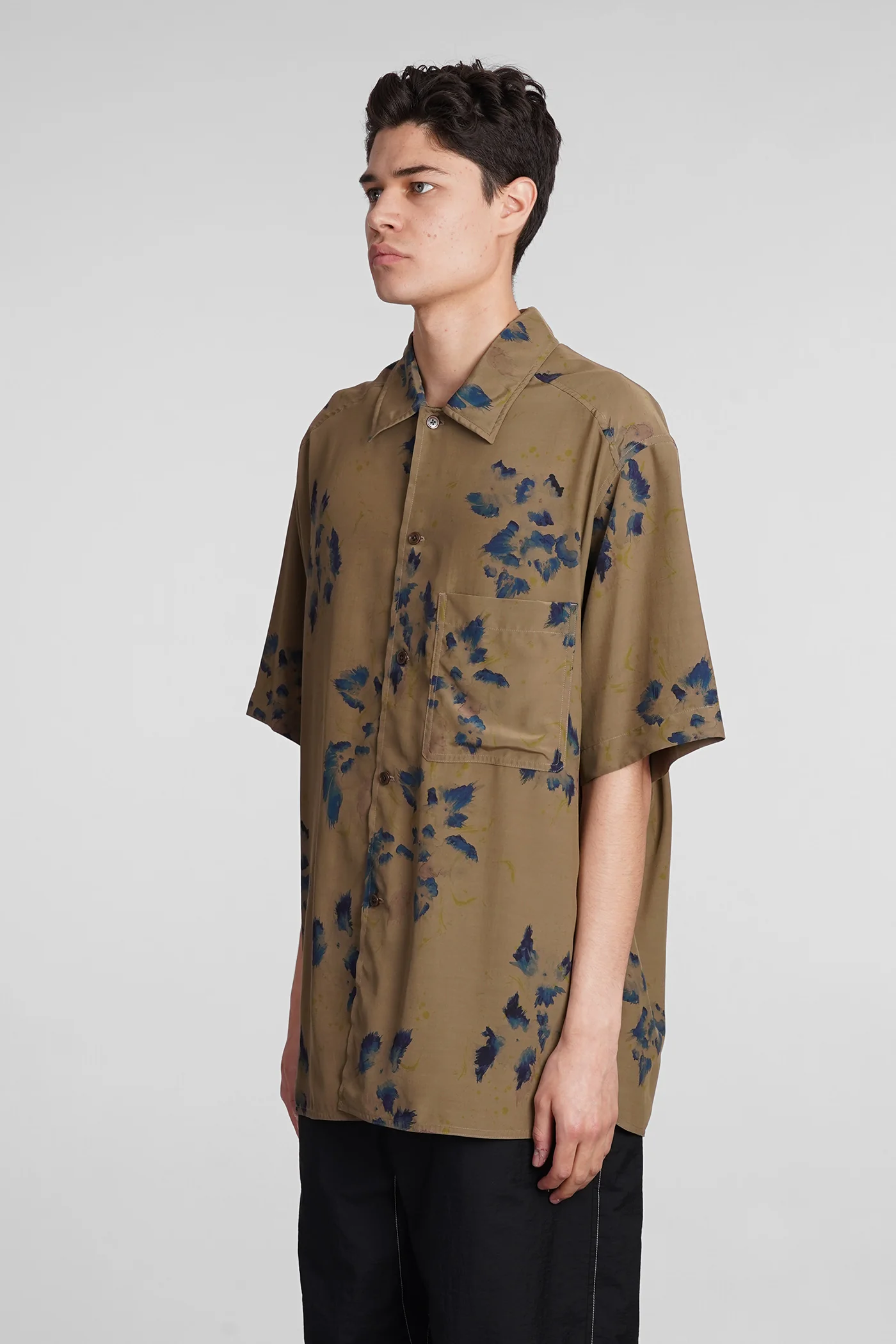 Shirt in khaki viscose - Image 4