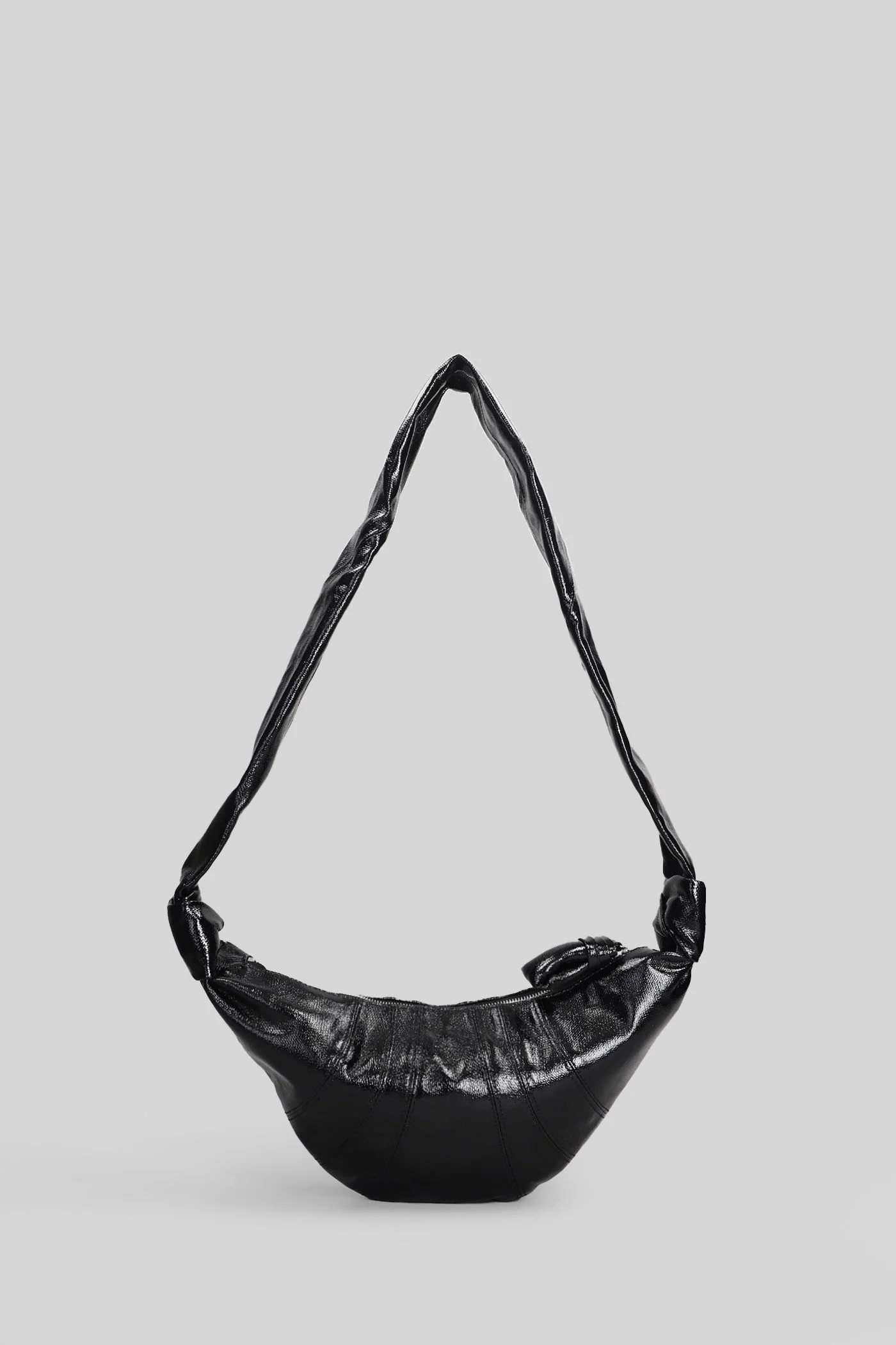 Small croissant Shoulder bag in black cotton - Image 3