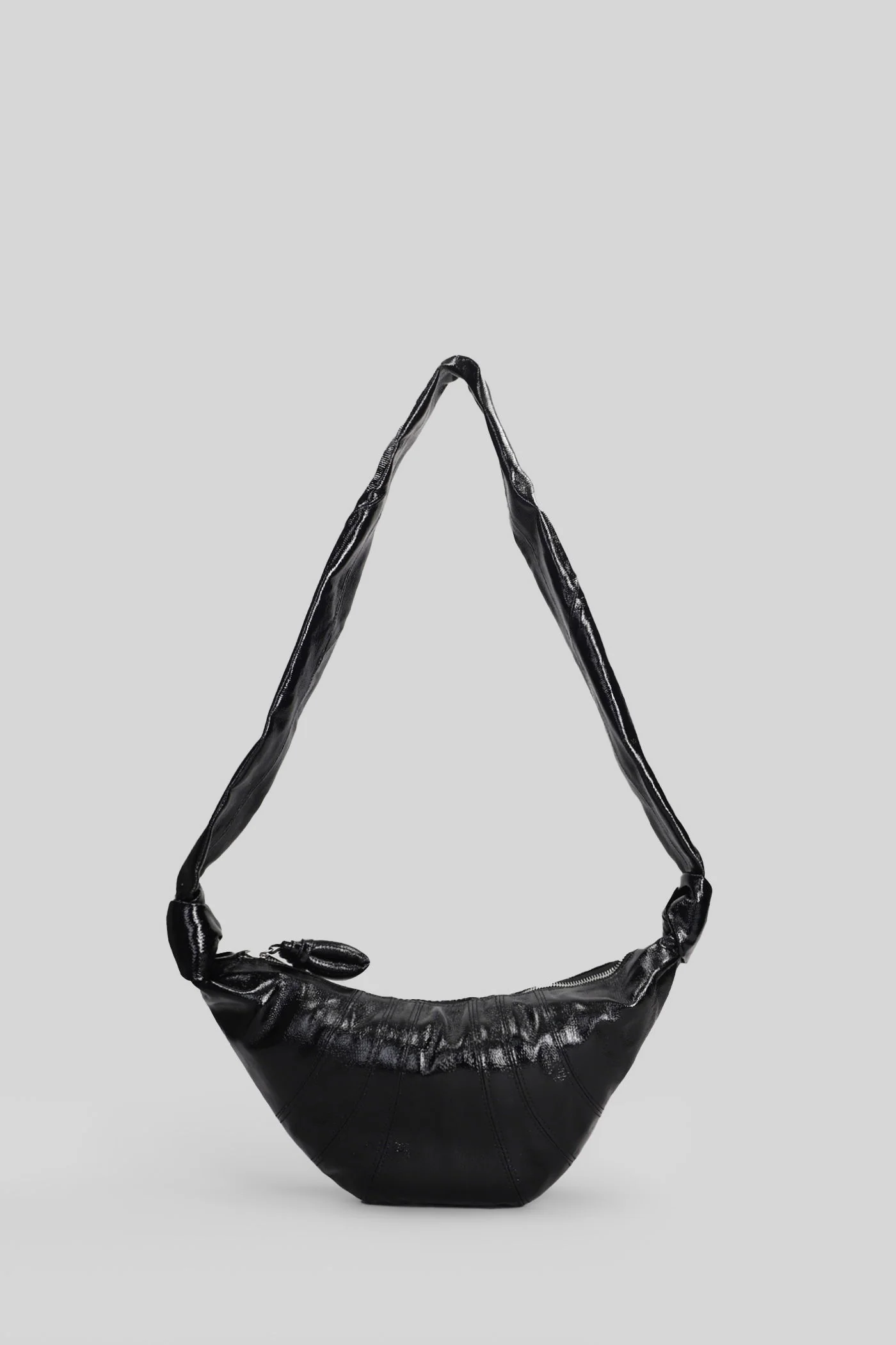 Small croissant Shoulder bag in black cotton - Image 9