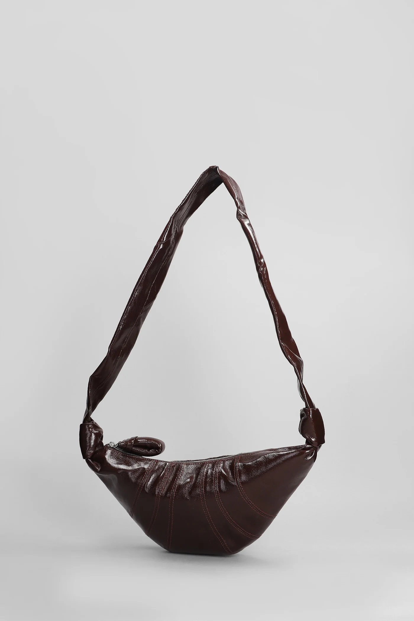 Small croissant Shoulder bag in brown cotton - Image 2