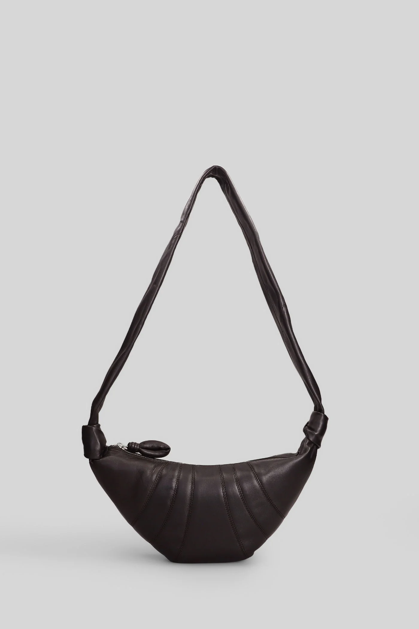 Small croissant Shoulder bag in brown leather