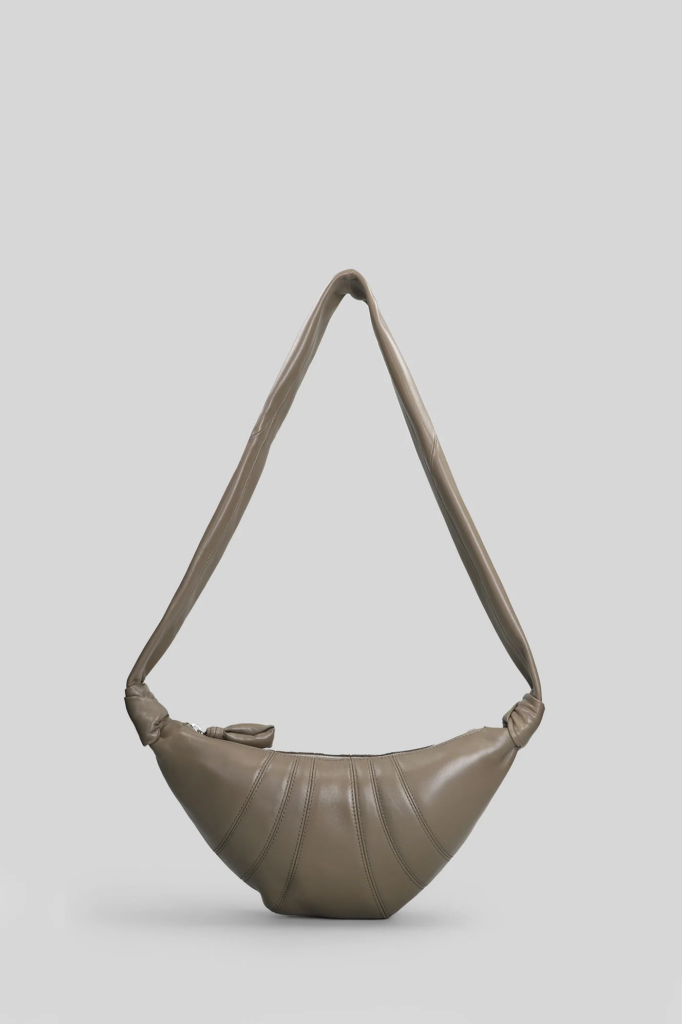 Small croissant Shoulder bag in khaki leather