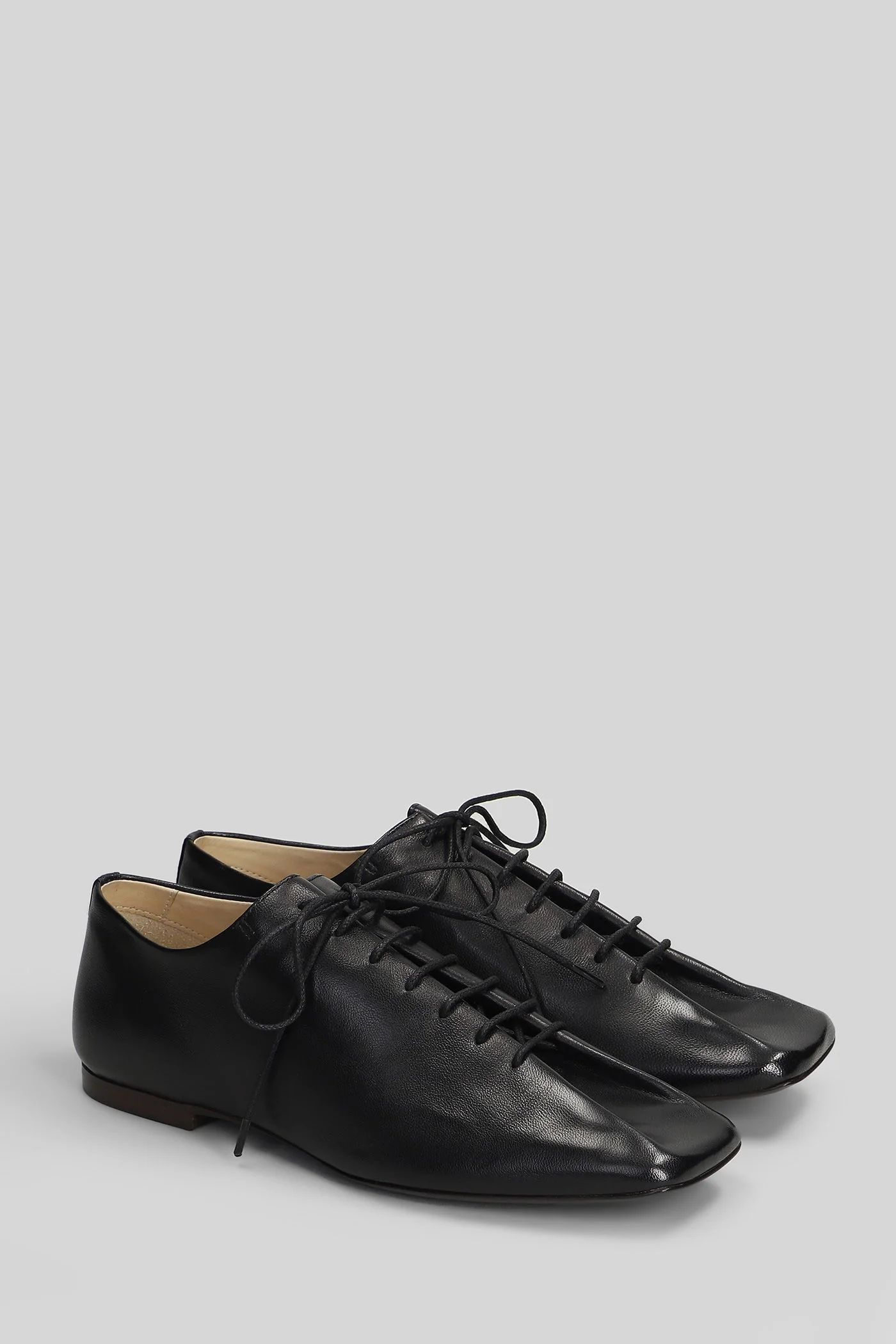 Souris flat Lace up shoes in black leather - Image 2