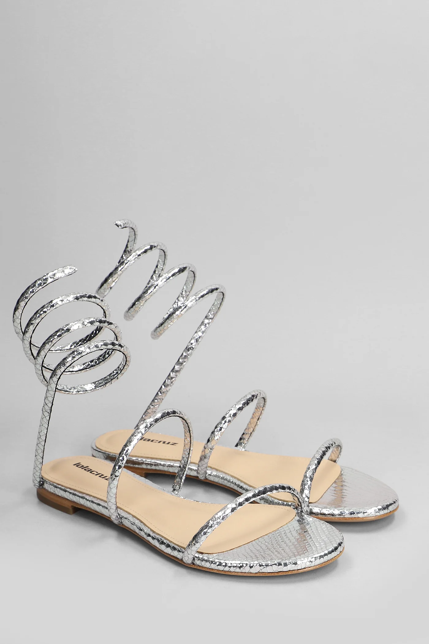 Greta Flat Flats in silver leather - Image 2