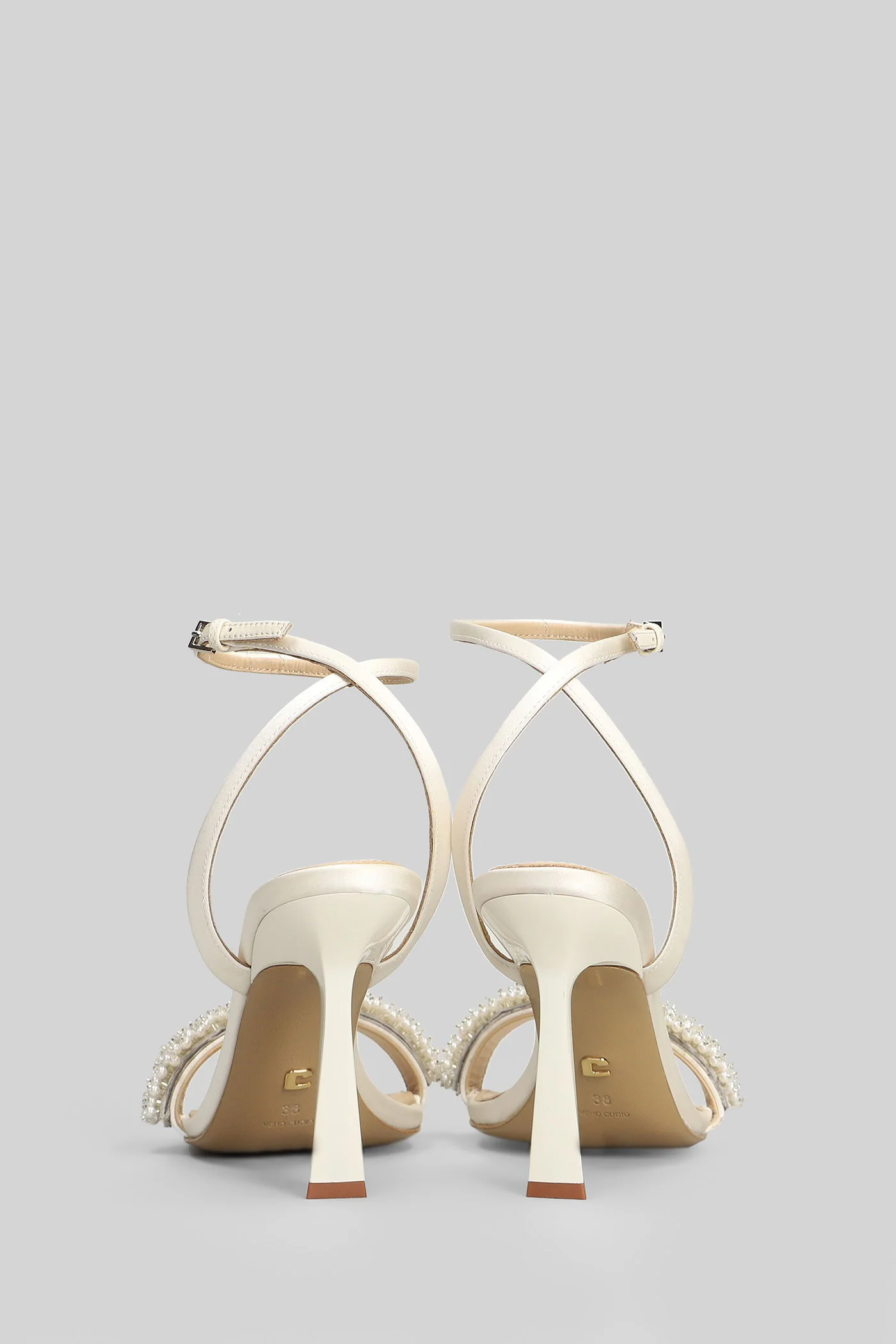 Martina Sandal 95 Sandals in white leather and fabric - Image 4