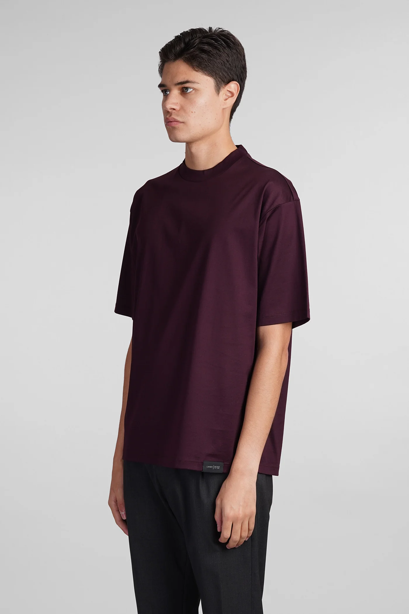 B193 T-Shirt in bordeaux cotton - Image 4