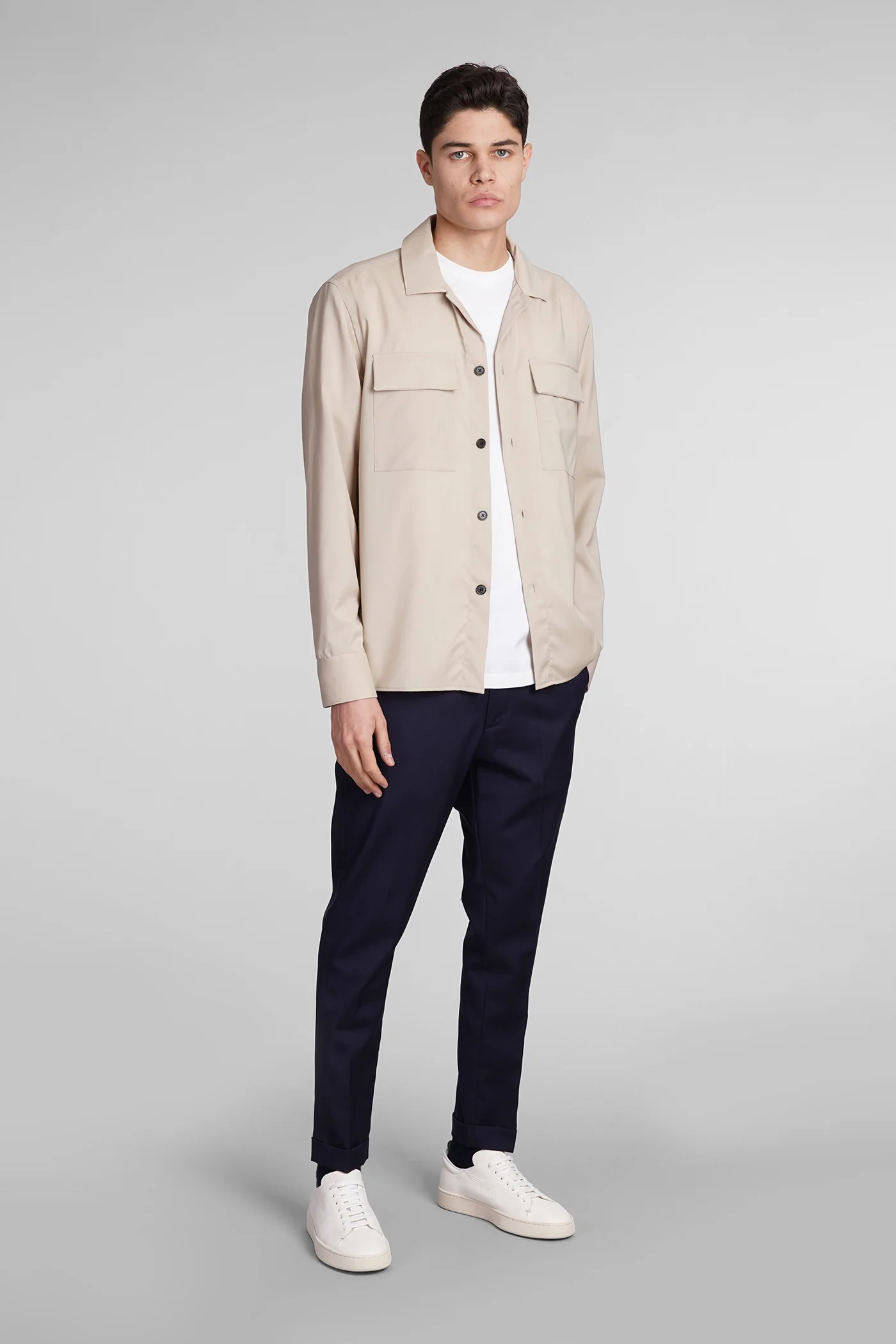 Shirt s134 tropical Shirt in beige wool - Image 2