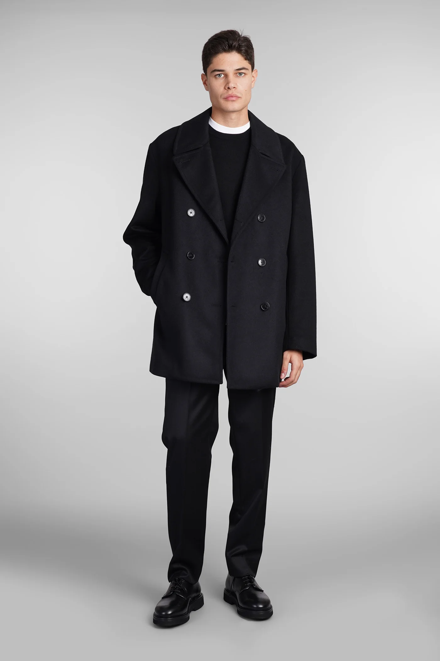 Dalton Coat in black wool - Image 2