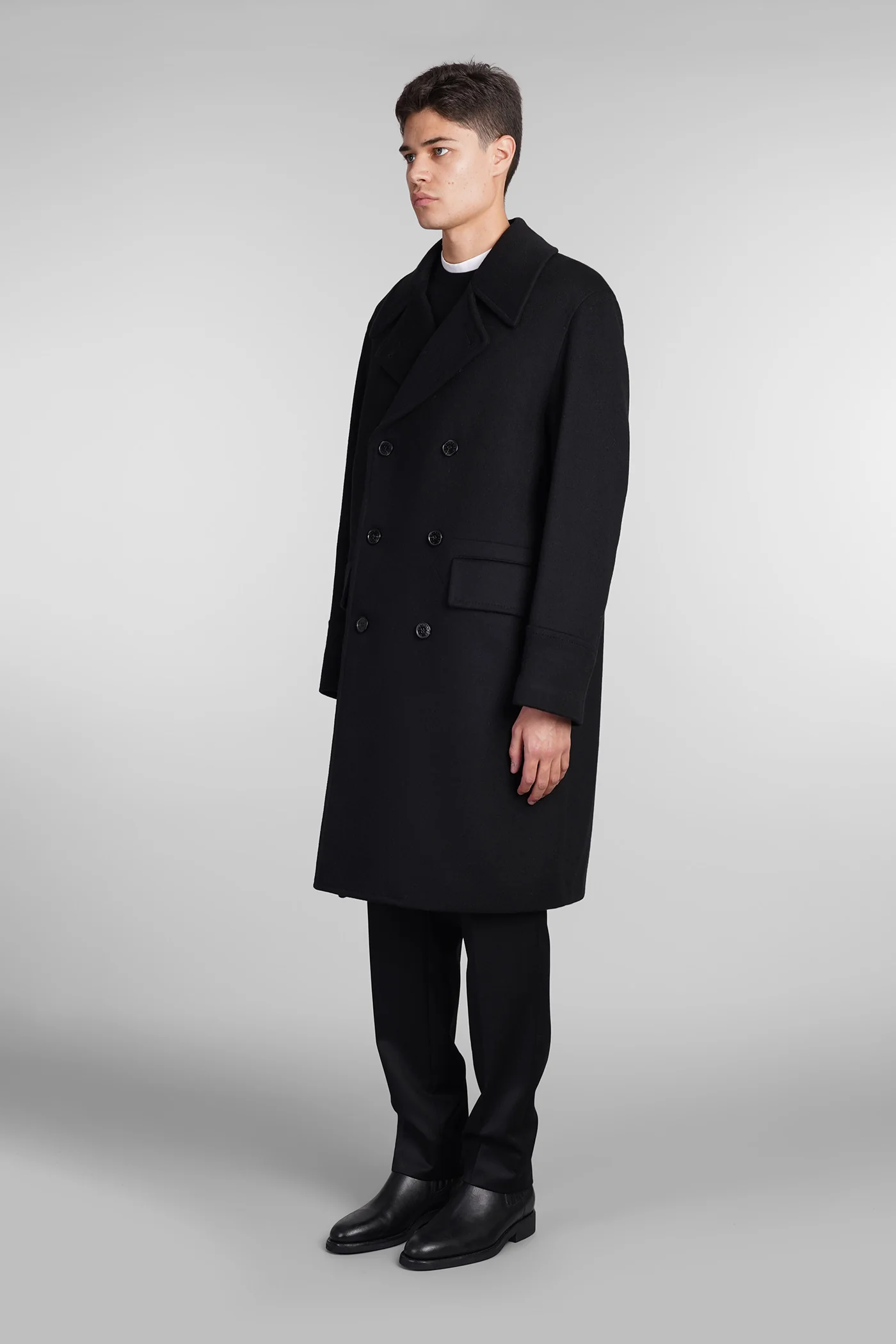 Redford Coat in black wool - Image 4