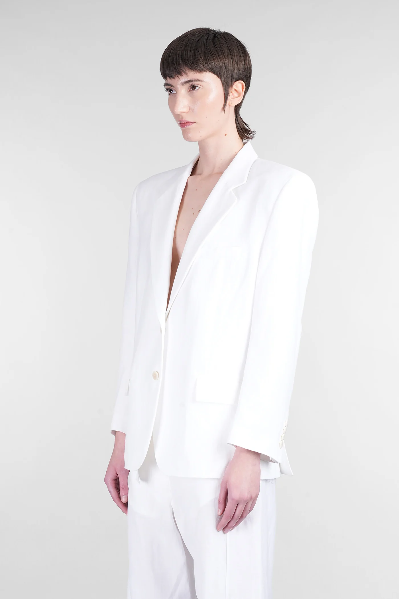 Blazer 01 Blazer in white viscose - Image 4