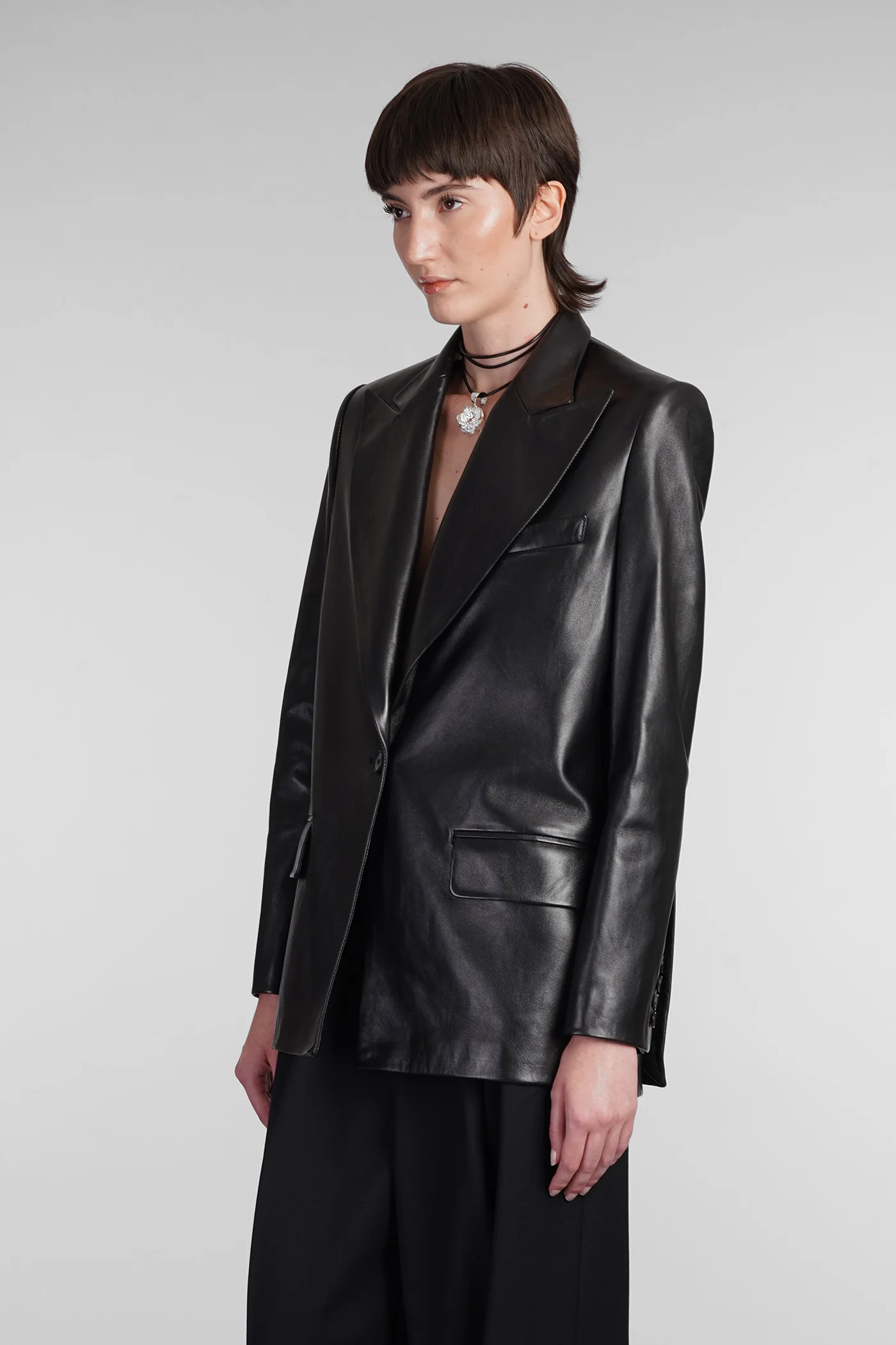 Blazer in black leather - Image 4
