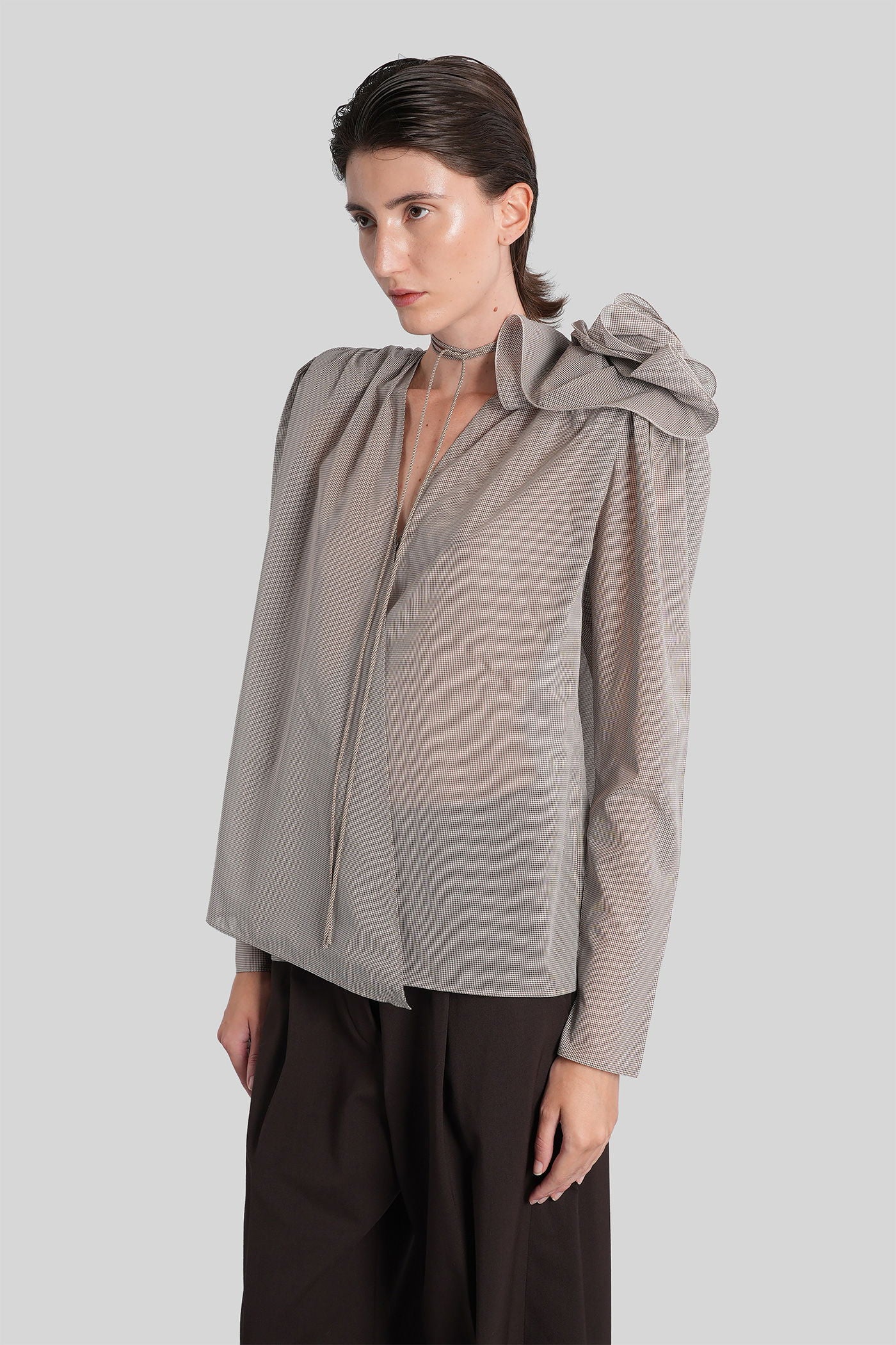 Blouse 01 Blouse in brown silk - Image 4