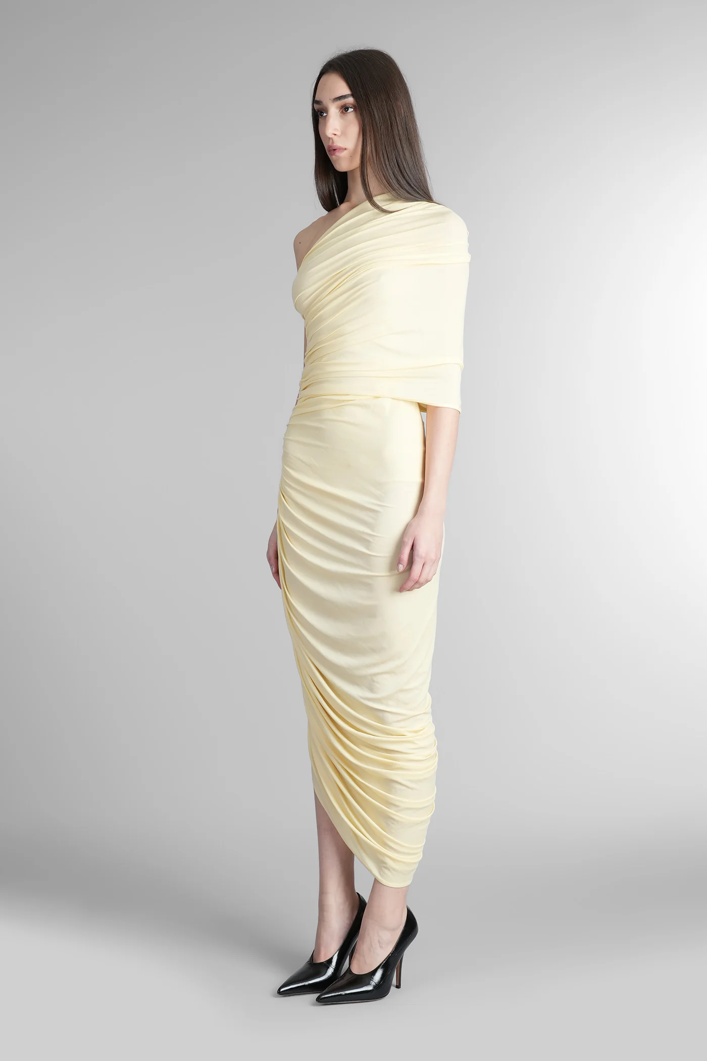 Dress 17 Long dress in yellow polyamide polyester - Image 4