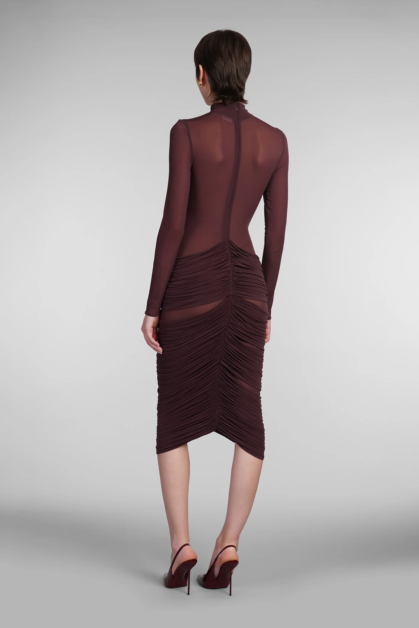 Dress woman  in bordeaux polyamide polyester - Image 3