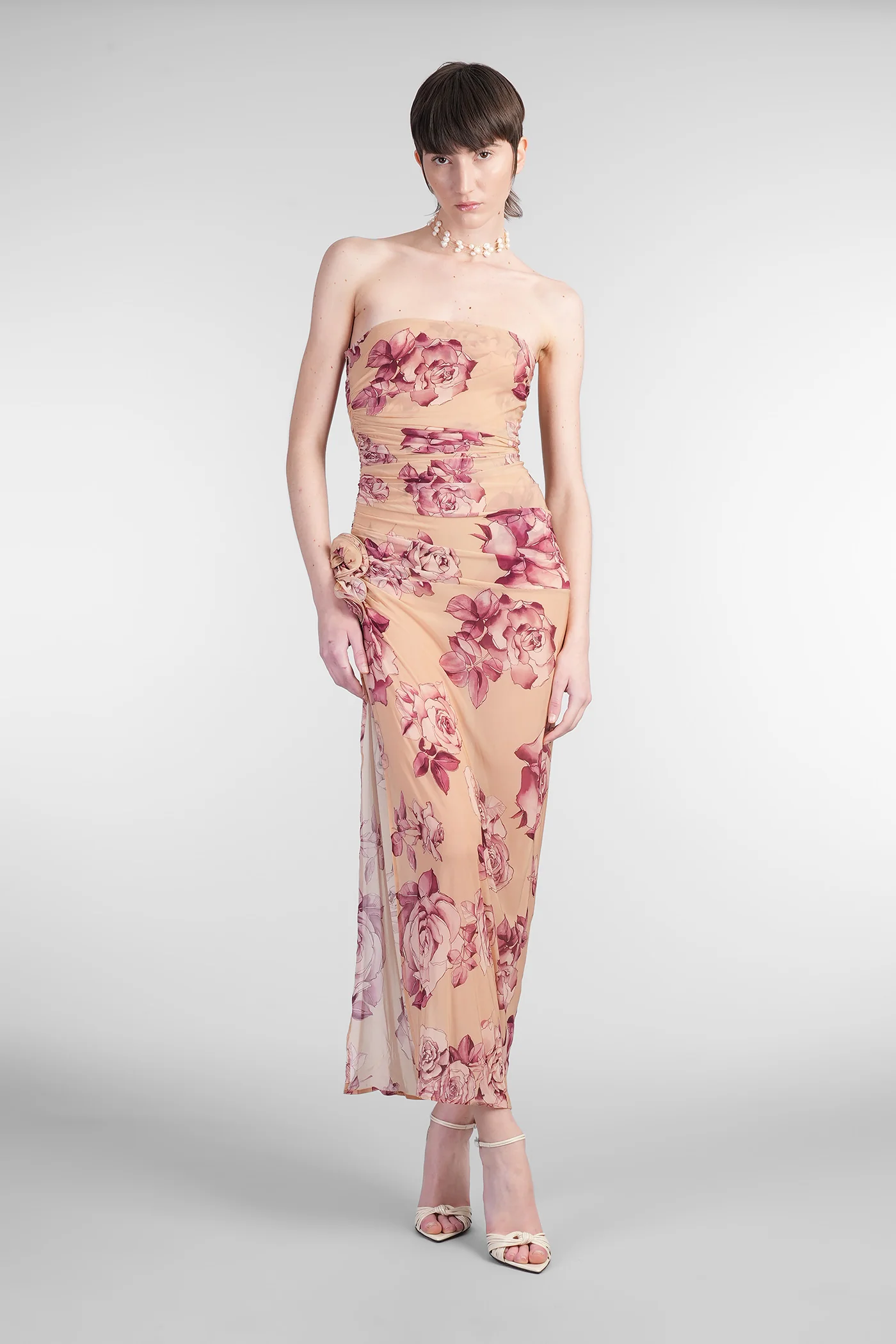 Dress12 Dress woman  in beige polyamide polyester - Image 2