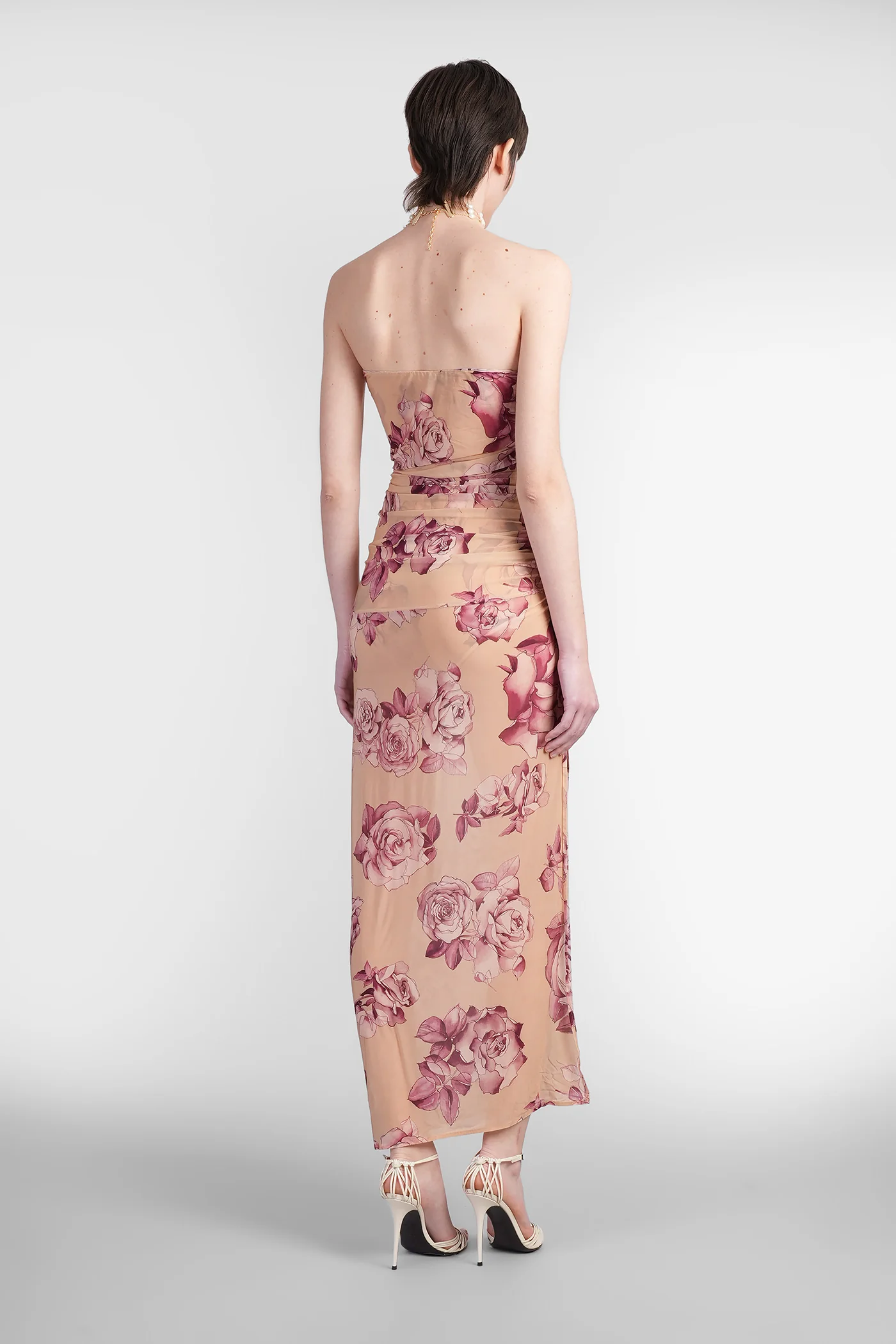 Dress12 Dress woman  in beige polyamide polyester - Image 3