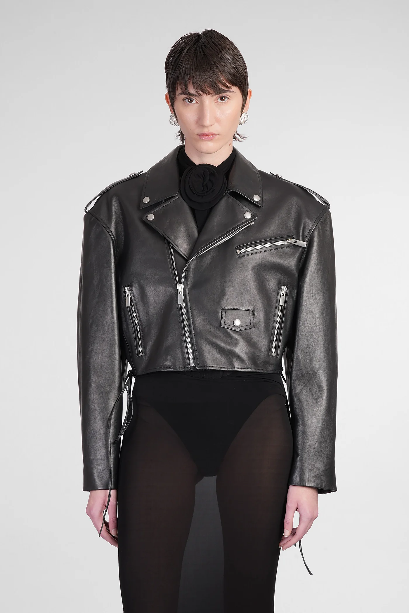 Leather 07 Biker jacket in black leather