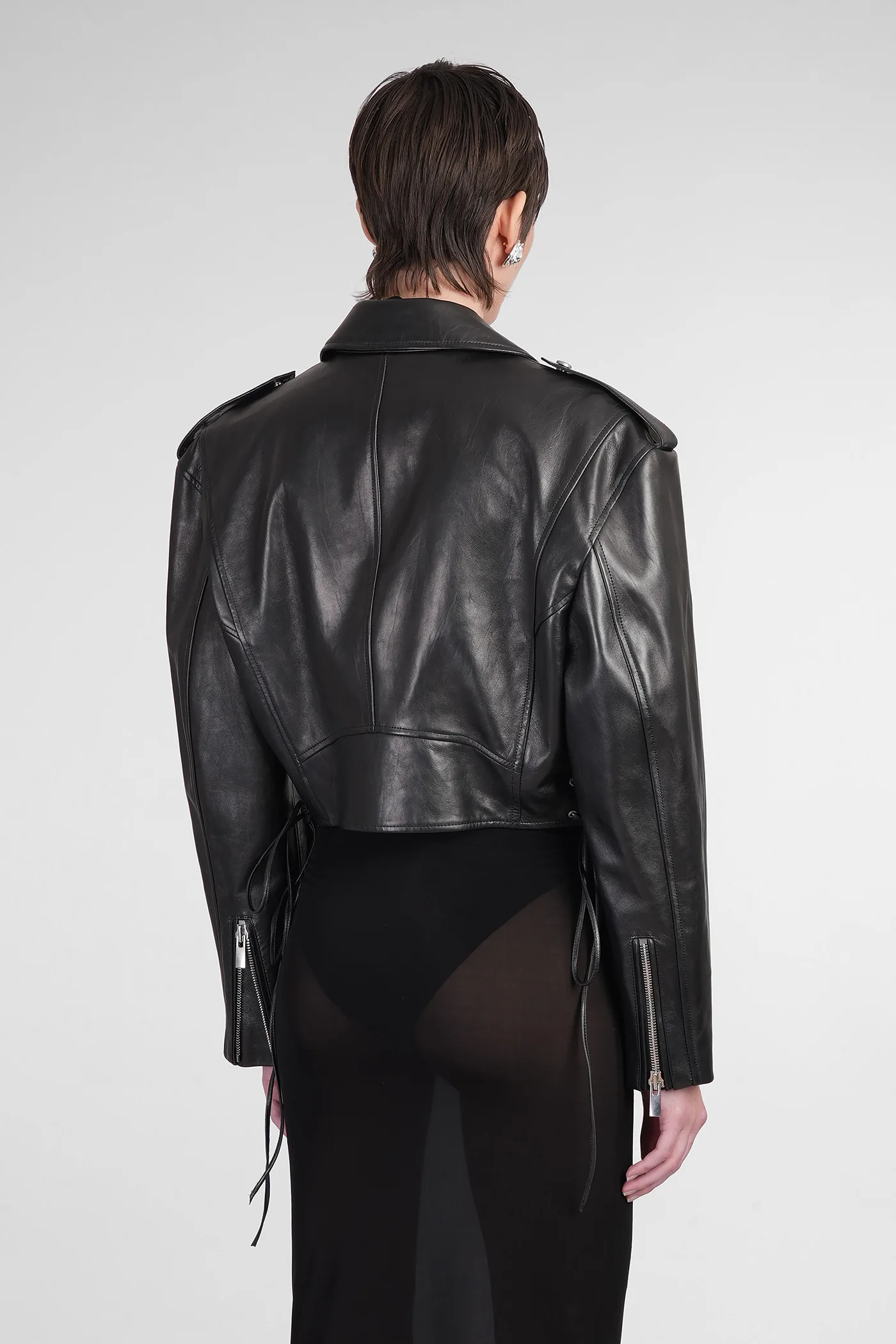 Leather 07 Biker jacket in black leather - Image 3