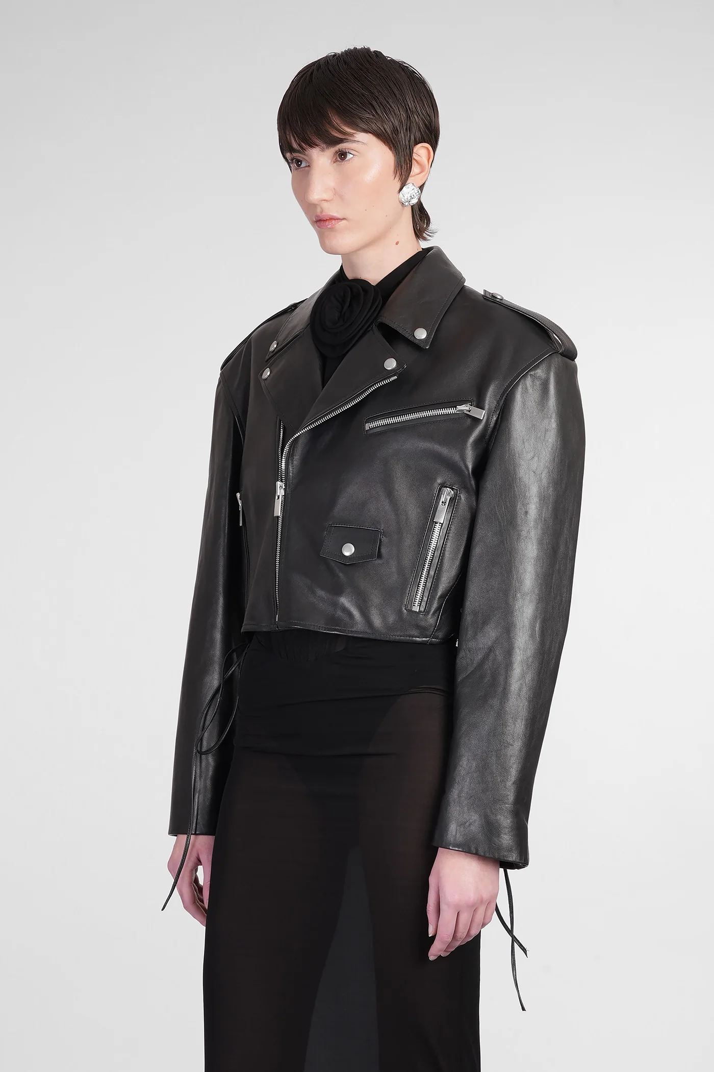 Leather 07 Biker jacket in black leather - Image 4