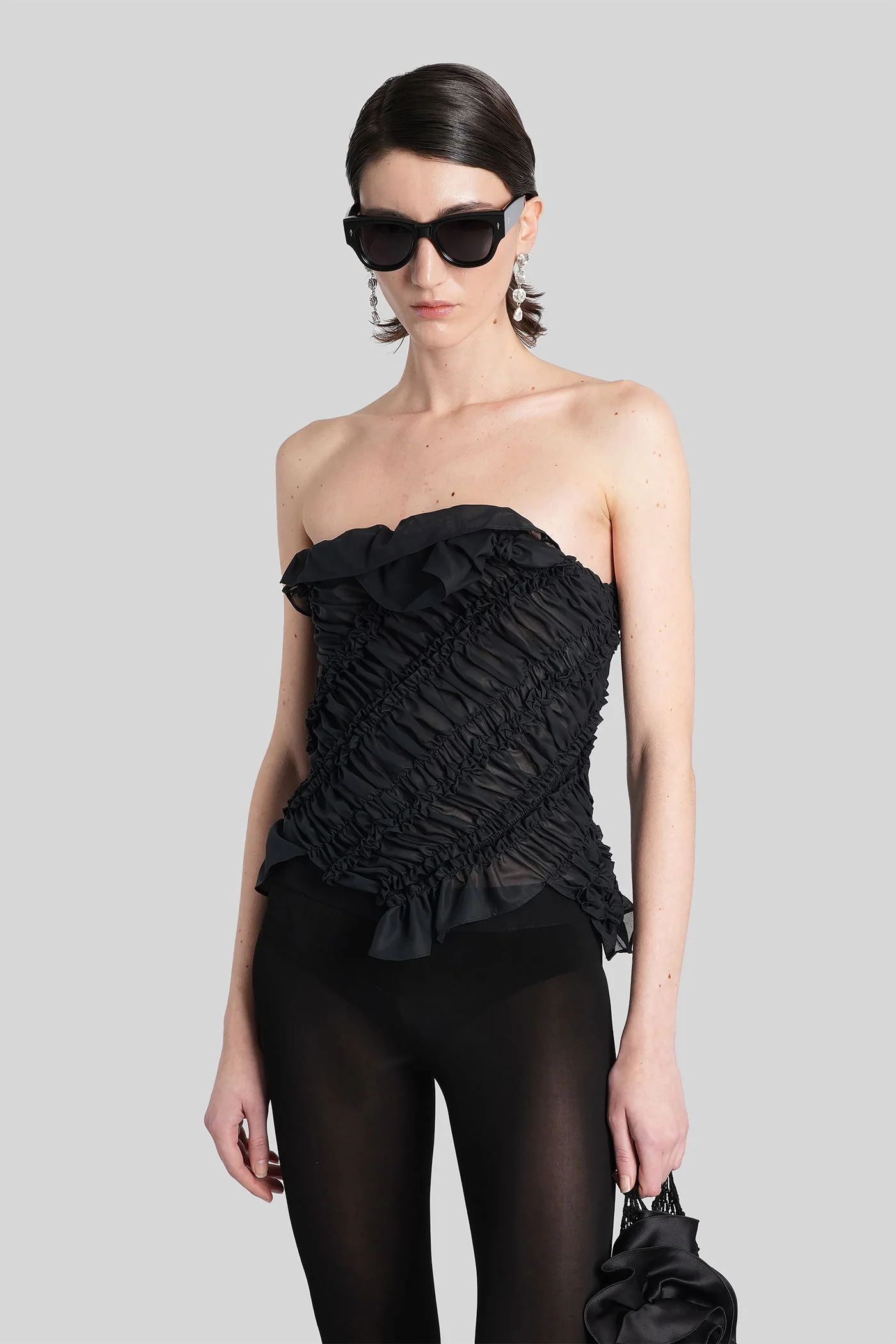 Top 04 Topwear in black polyamide polyester