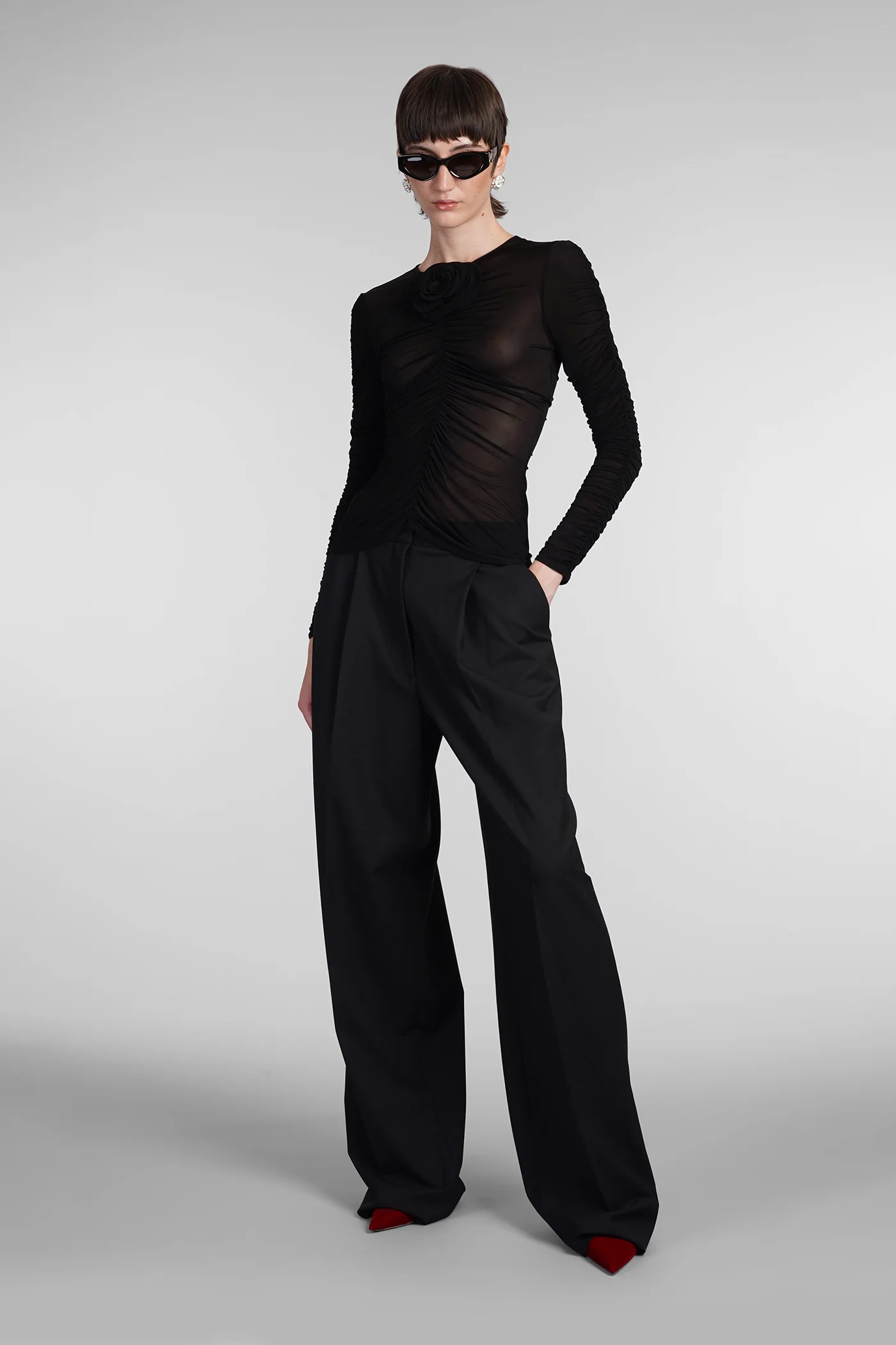 Topwear in black polyamide polyester - Image 2