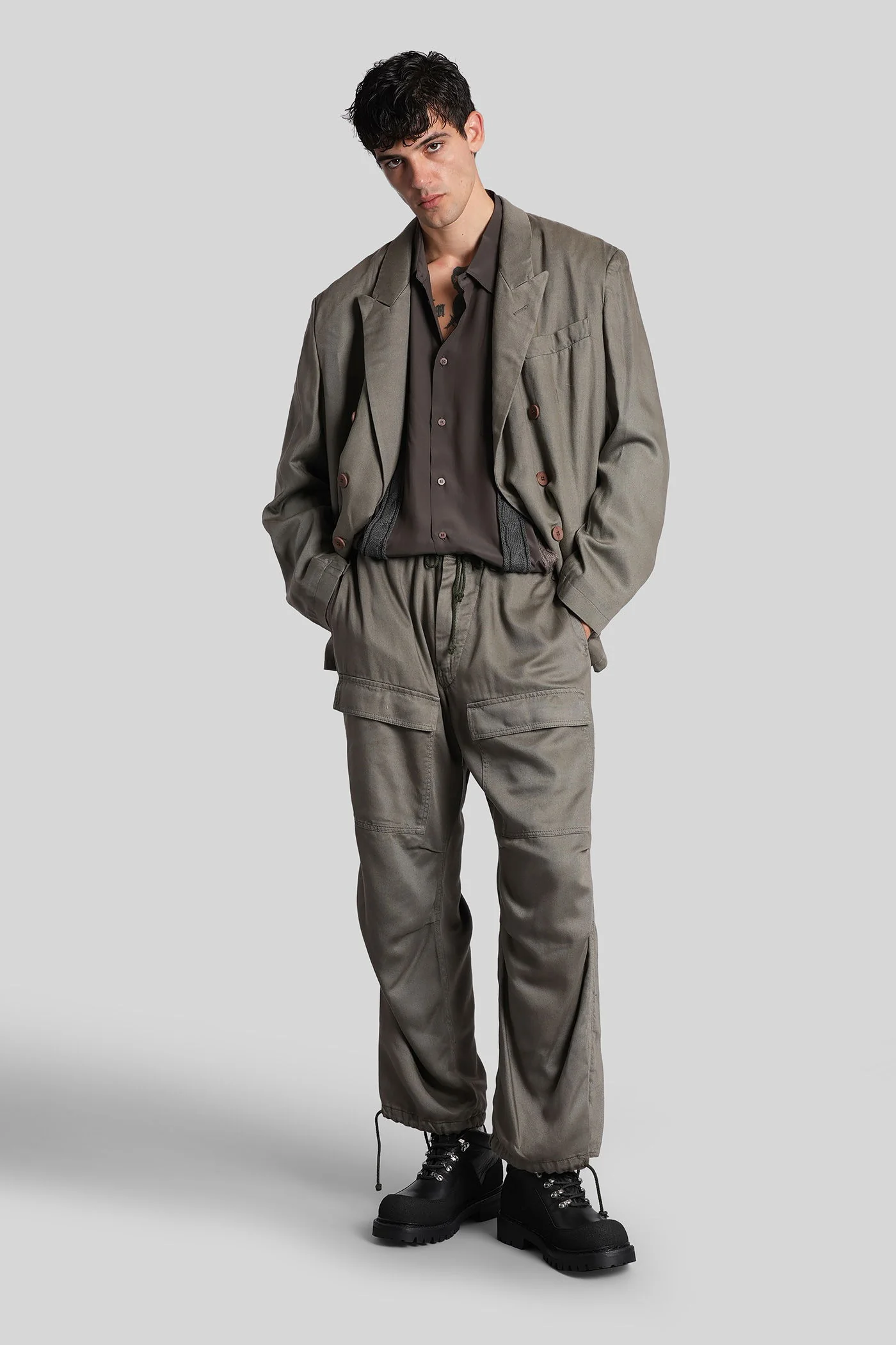 Pants in green wool and polyester - Image 2