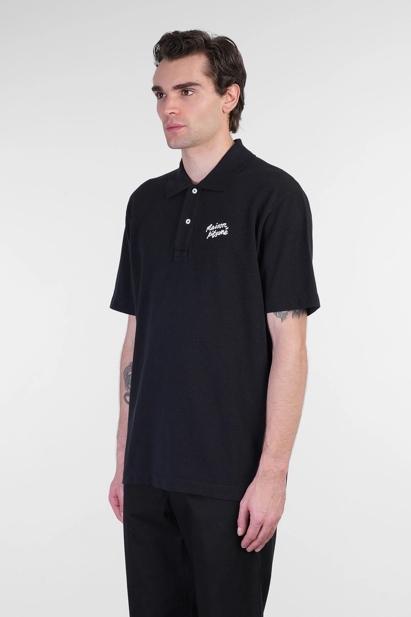 Polo in black cotton - Image 4