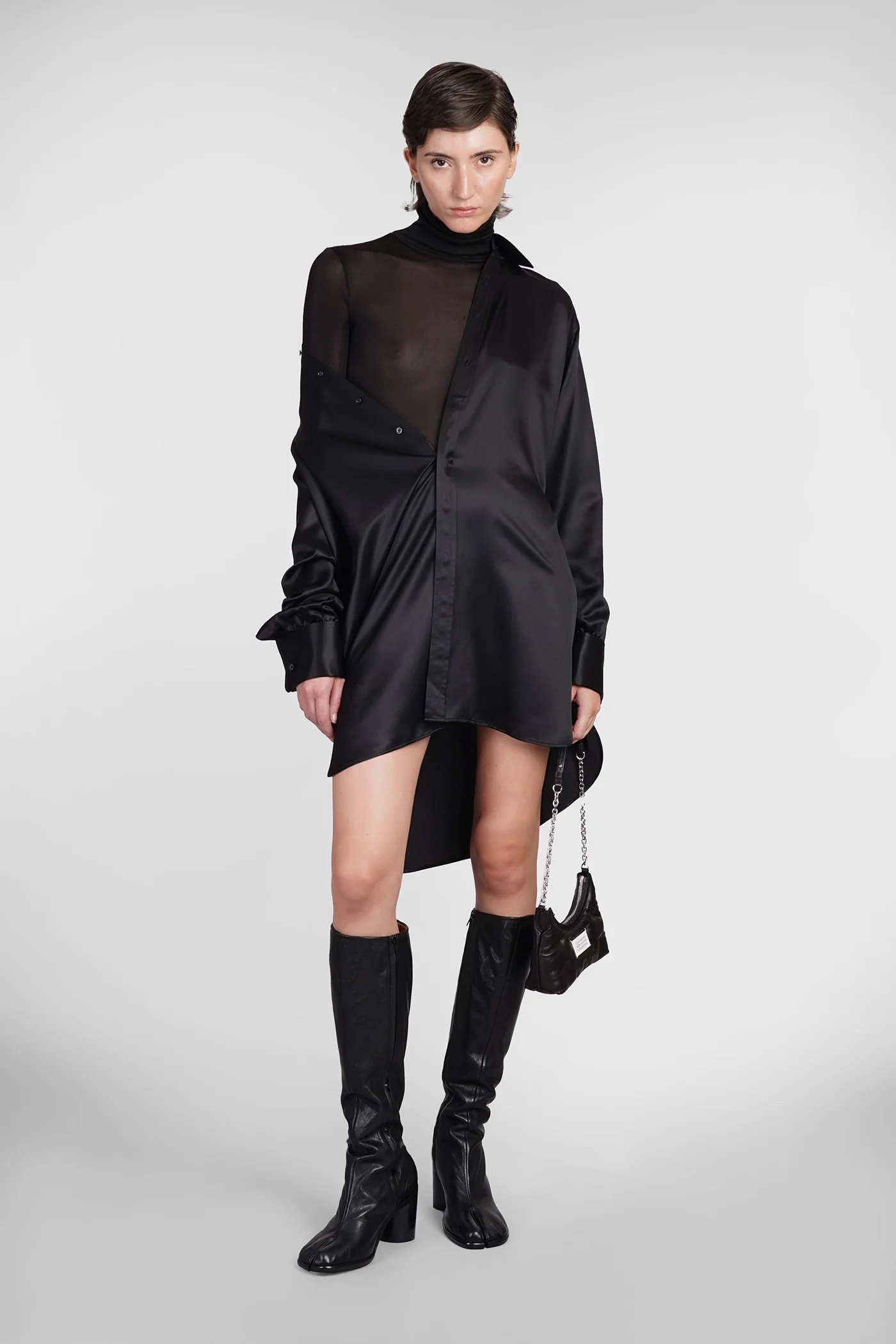 Dress woman  in black silk - Image 2