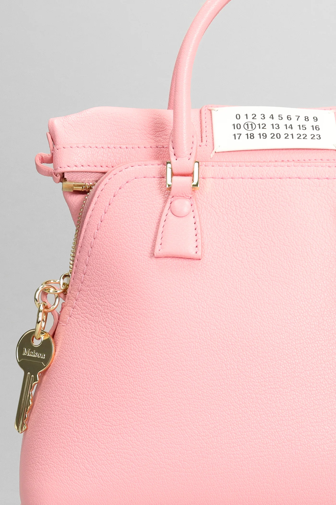 Hand bag in rose-pink leather - Image 4