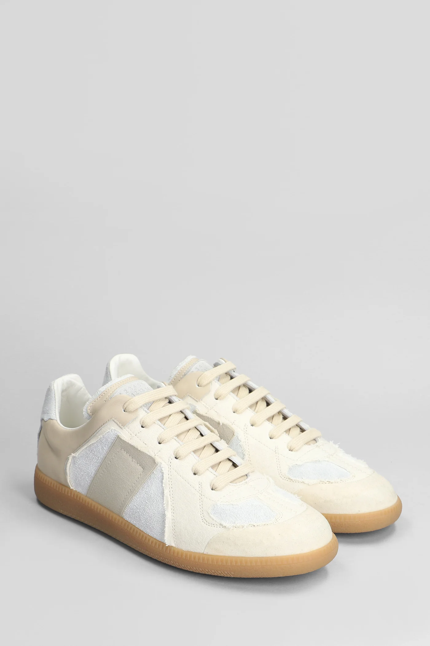 Replica Sneakers in beige leather and fabric - Image 2
