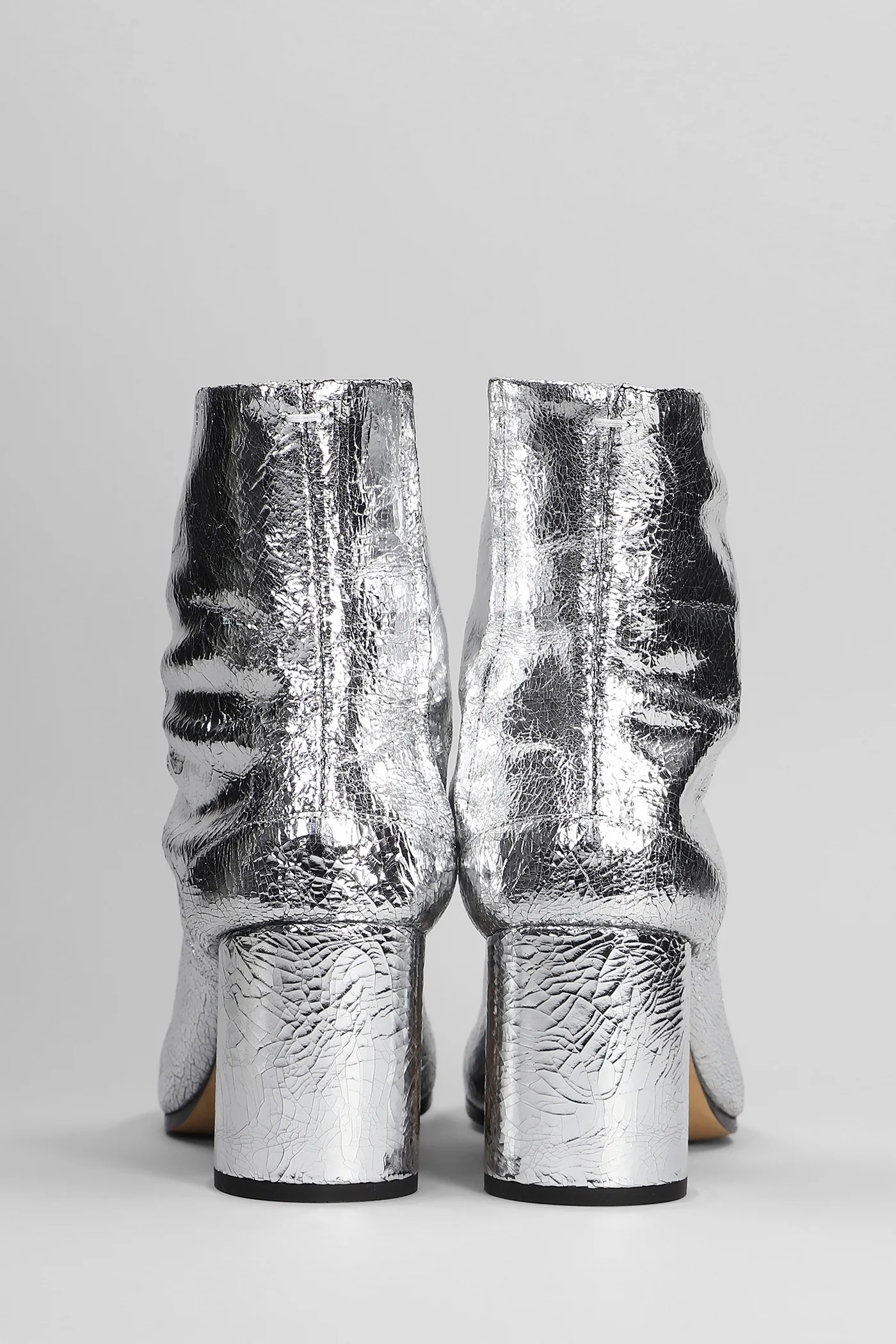 Tabi High heels Ankle boots in silver leather - Image 4