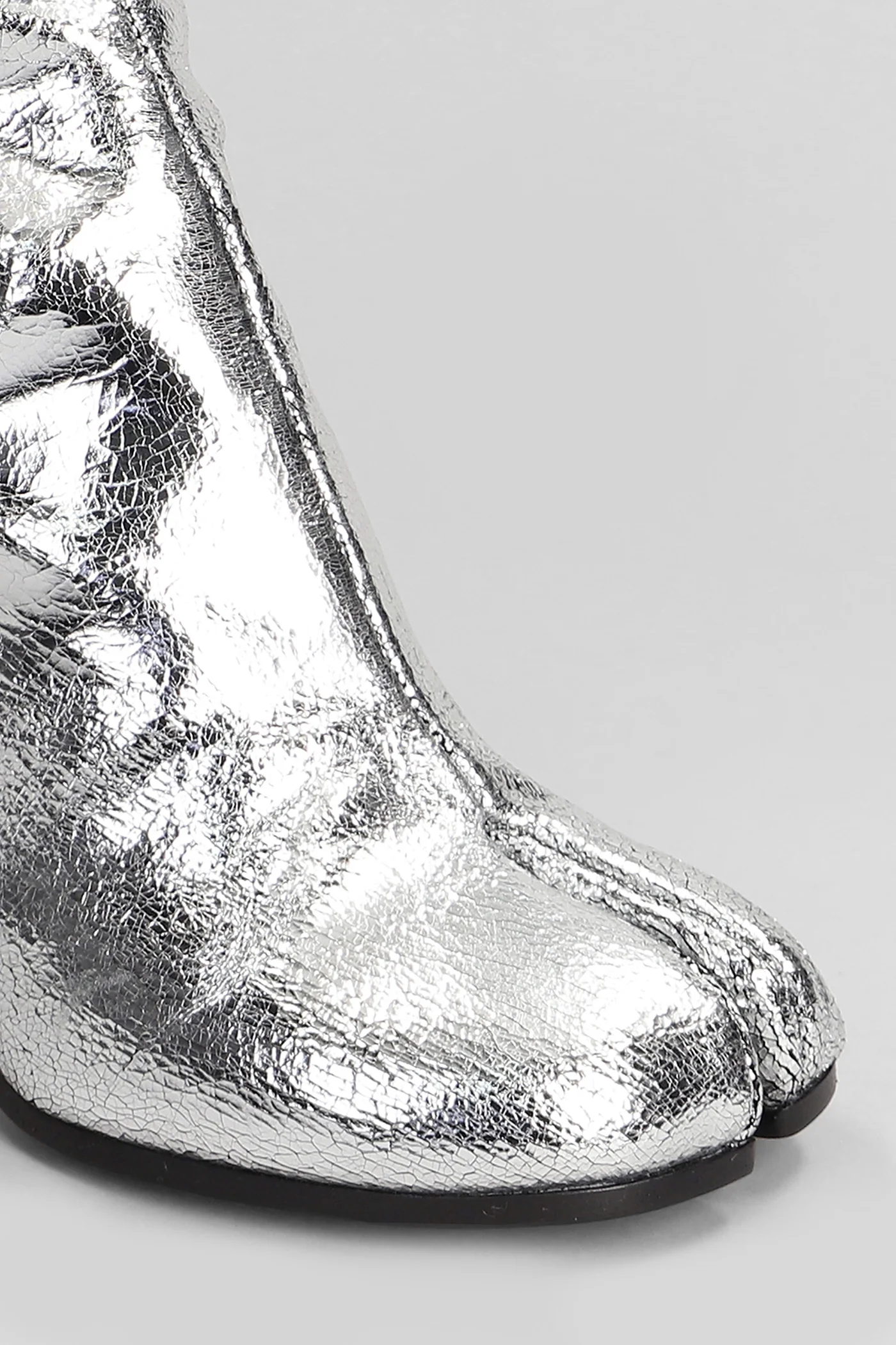 Tabi High heels Ankle boots in silver leather - Image 5