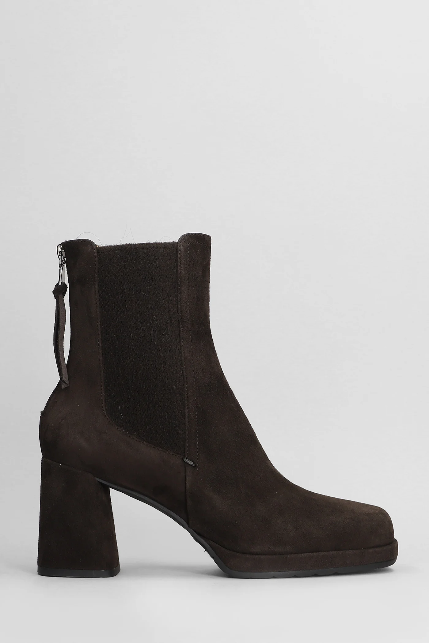 High heels Ankle boots in dark brown suede