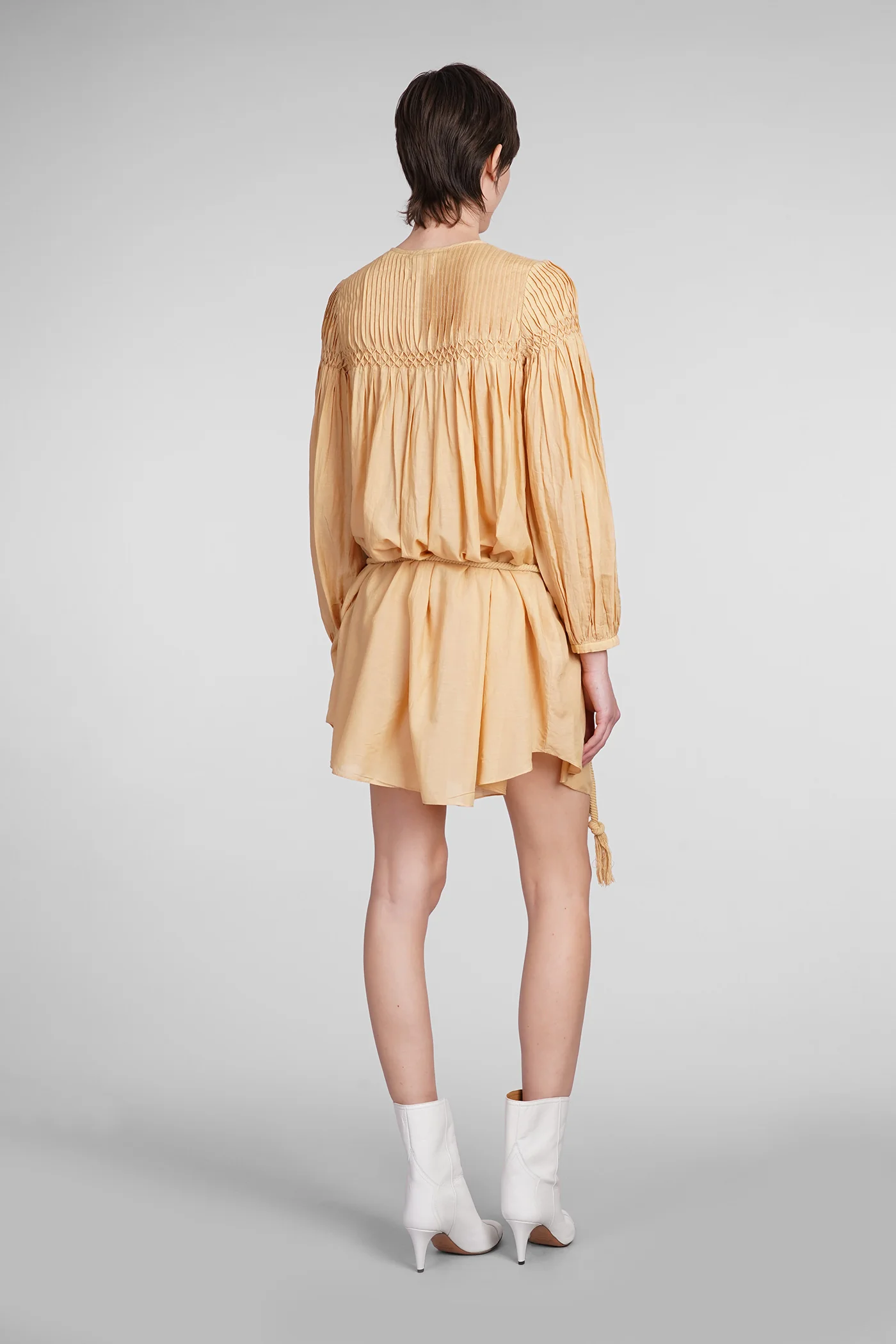 Adeliani Dress woman  in yellow cotton - Image 3