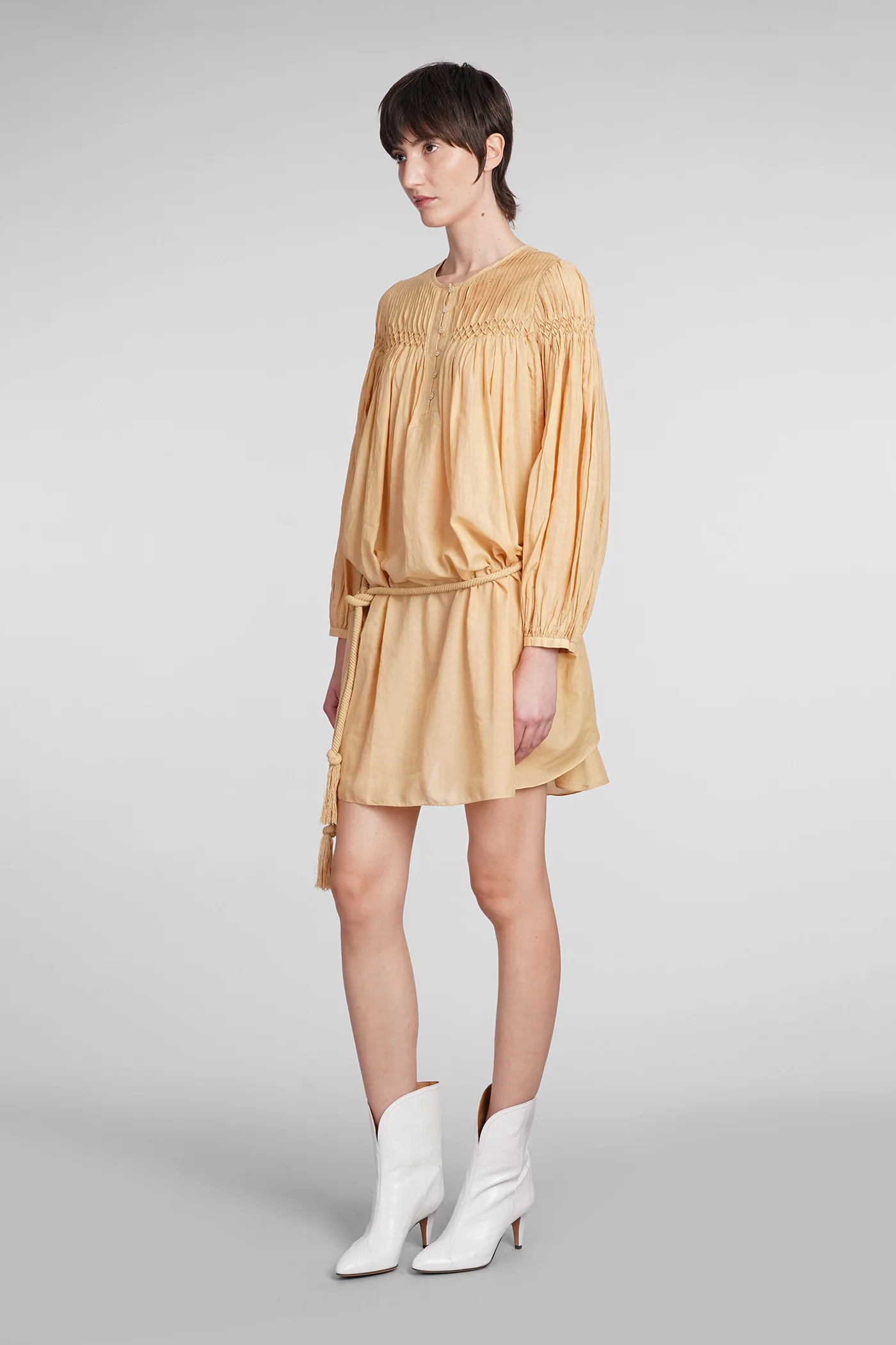 Adeliani Dress woman  in yellow cotton - Image 4