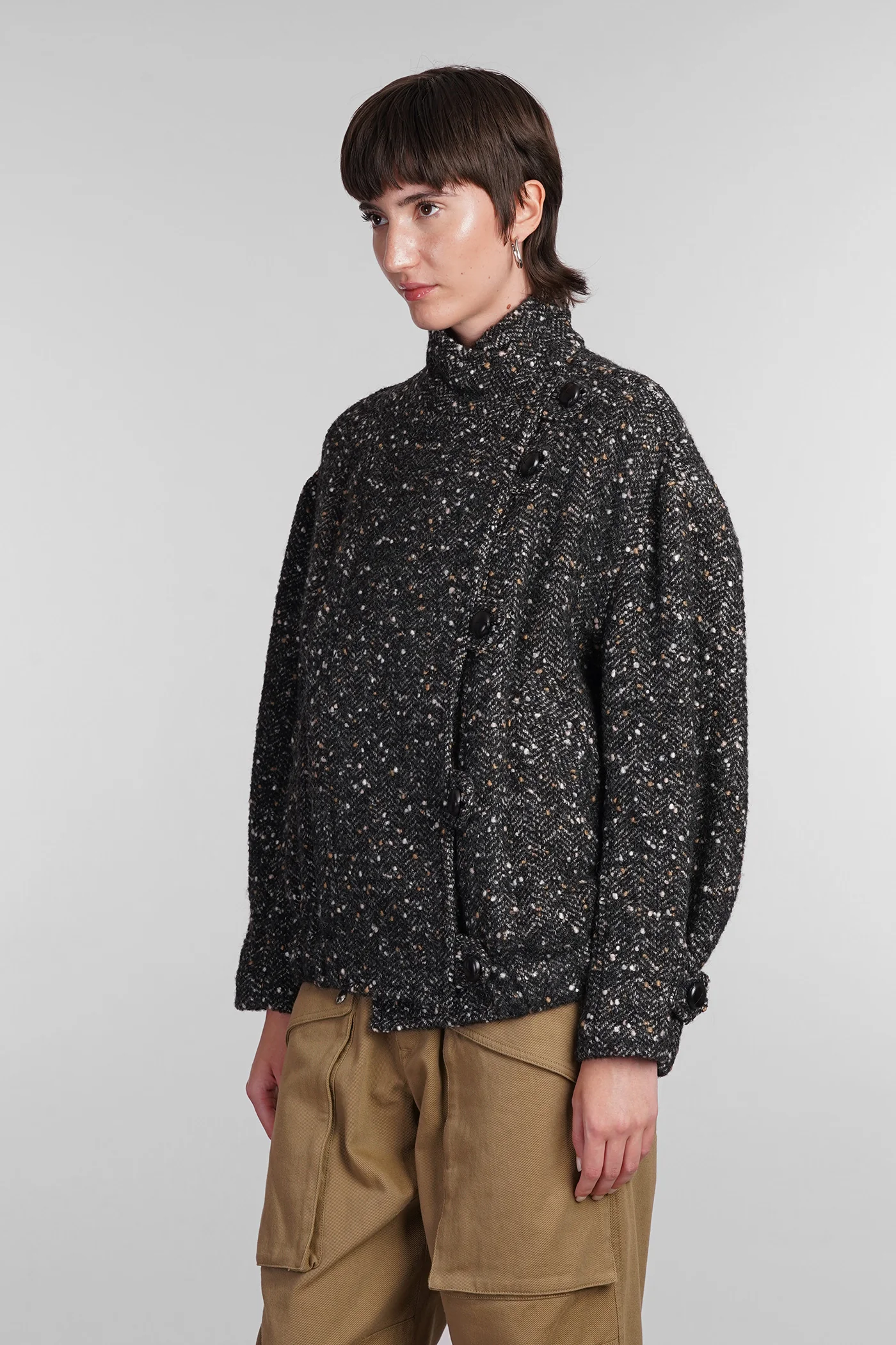 Hanis Coat in black wool - Image 4
