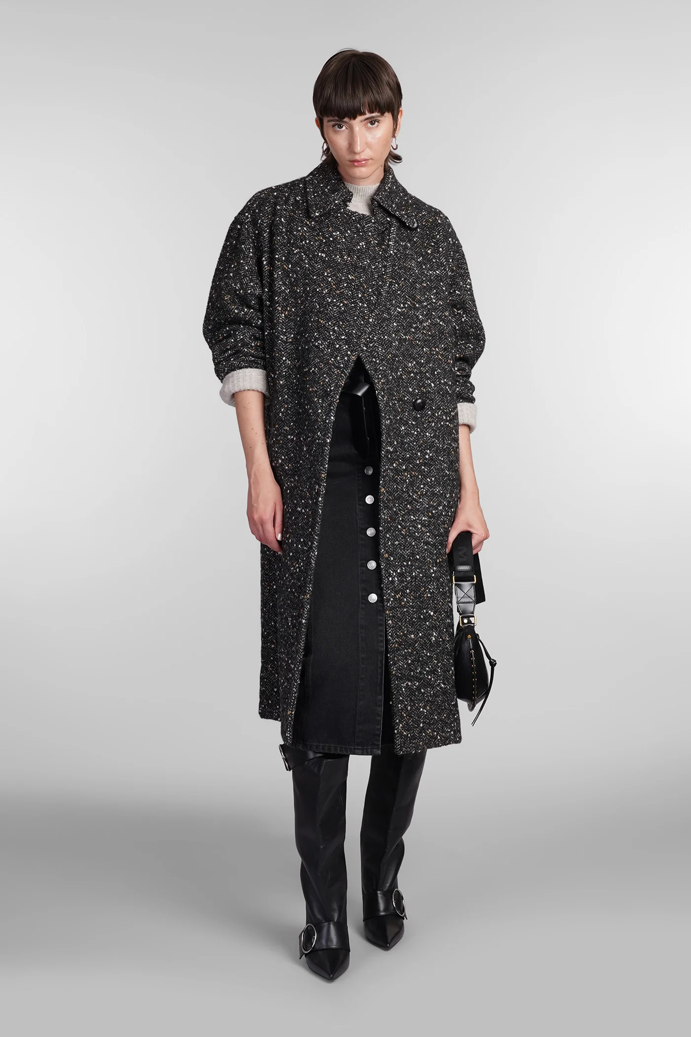 Horia Coat in black wool - Image 2