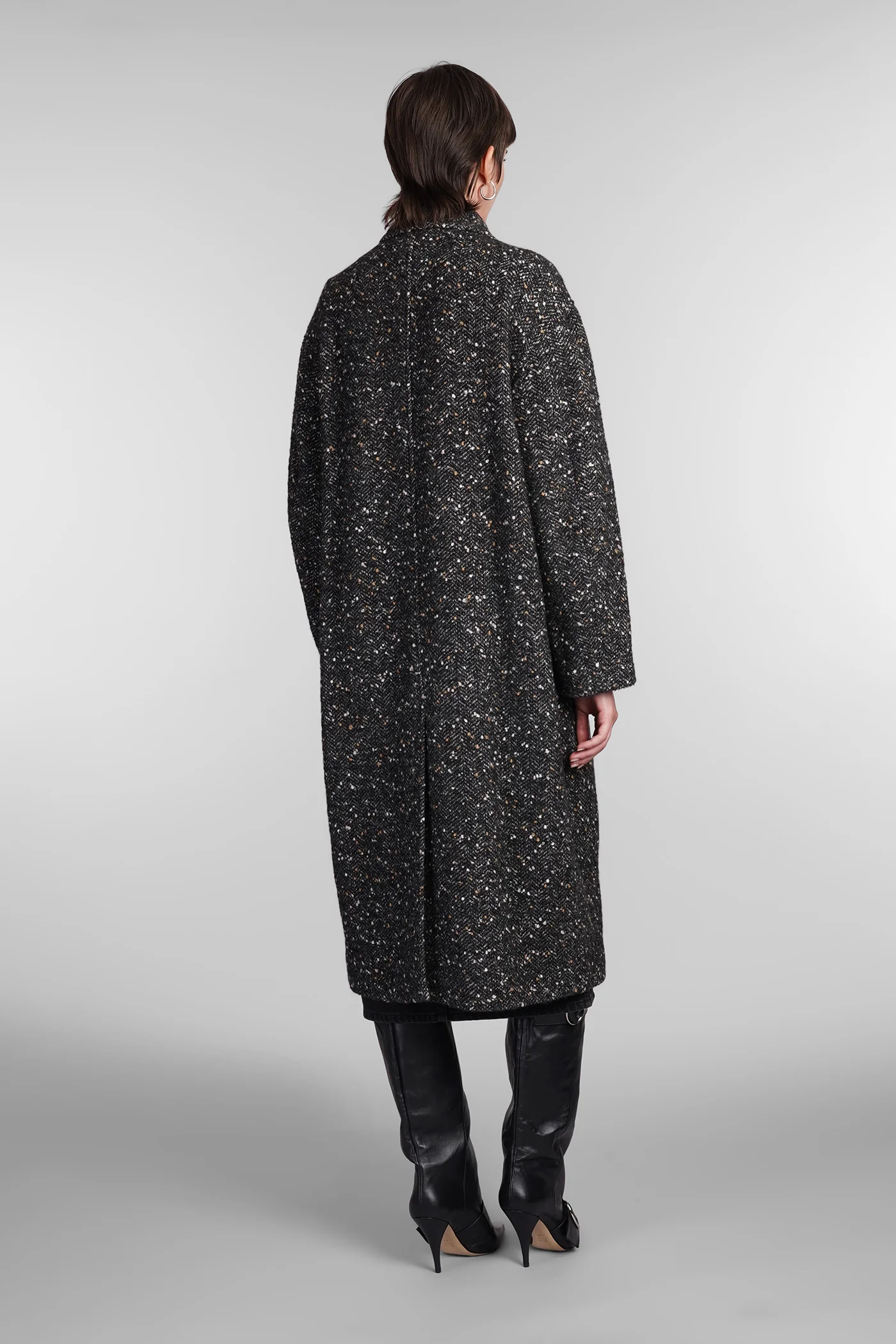 Horia Coat in black wool - Image 3