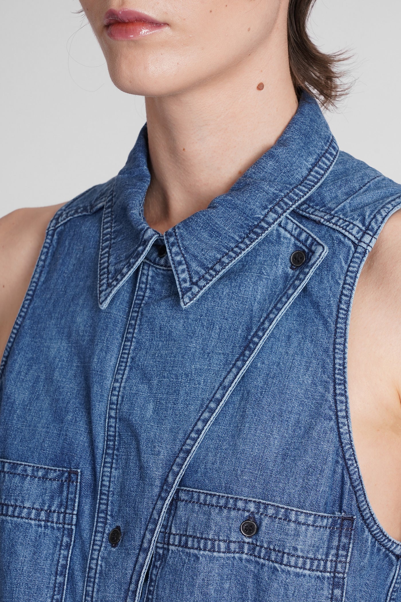 Ines Dress woman  in blue cotton - Image 5