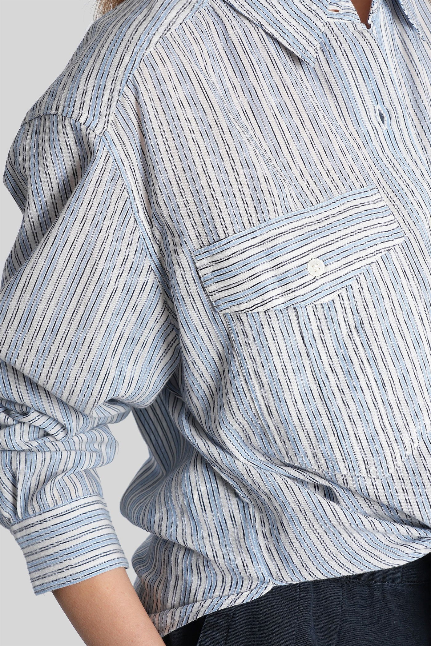 Nath Shirt in blue cotton - Image 5