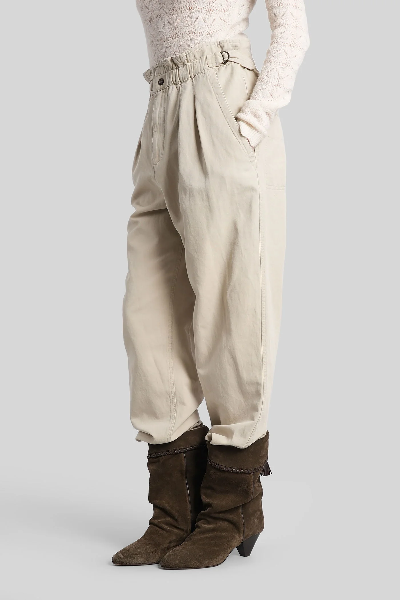 Neriah Pants in beige cotton - Image 4