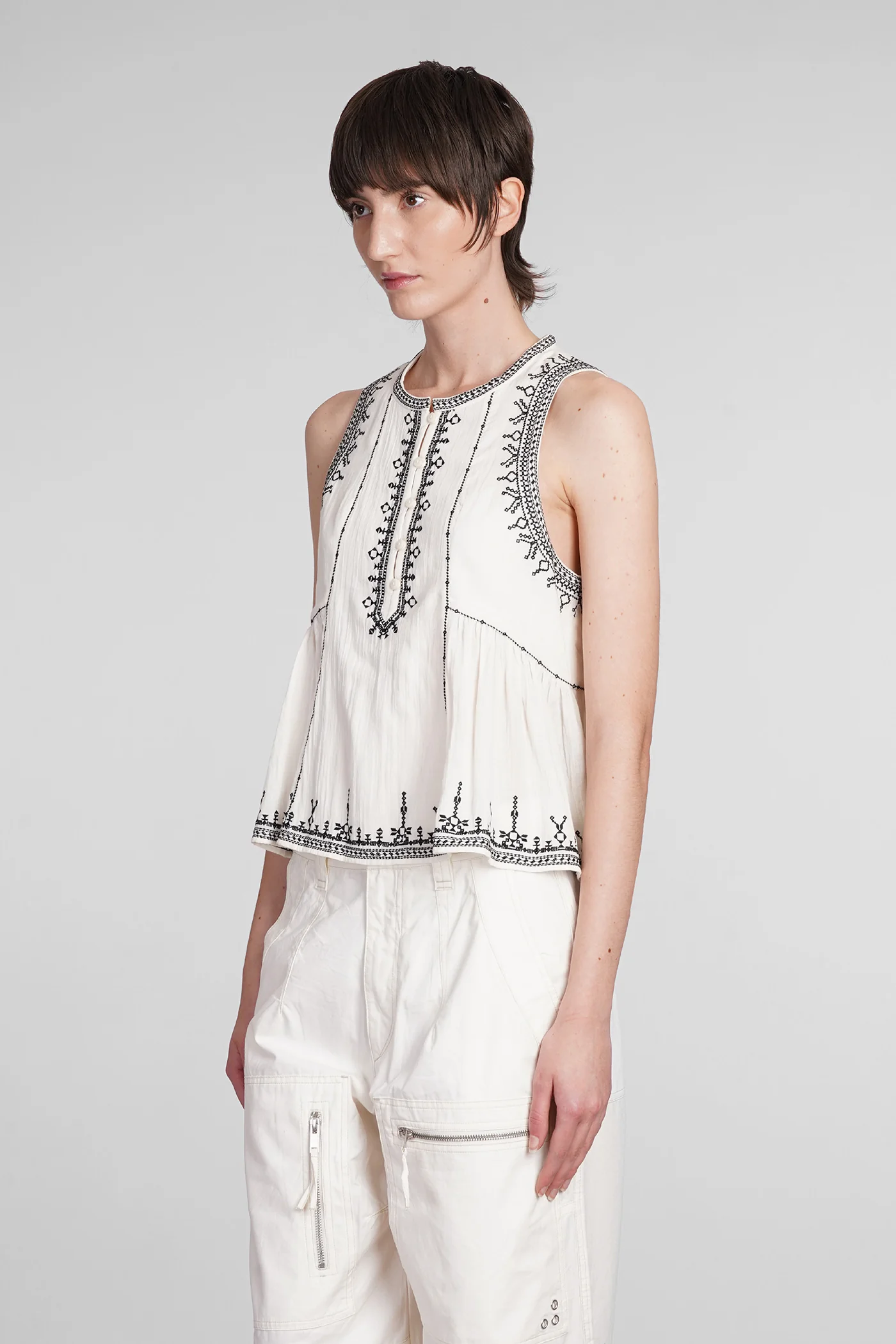 Pagos Topwear in beige cotton - Image 4