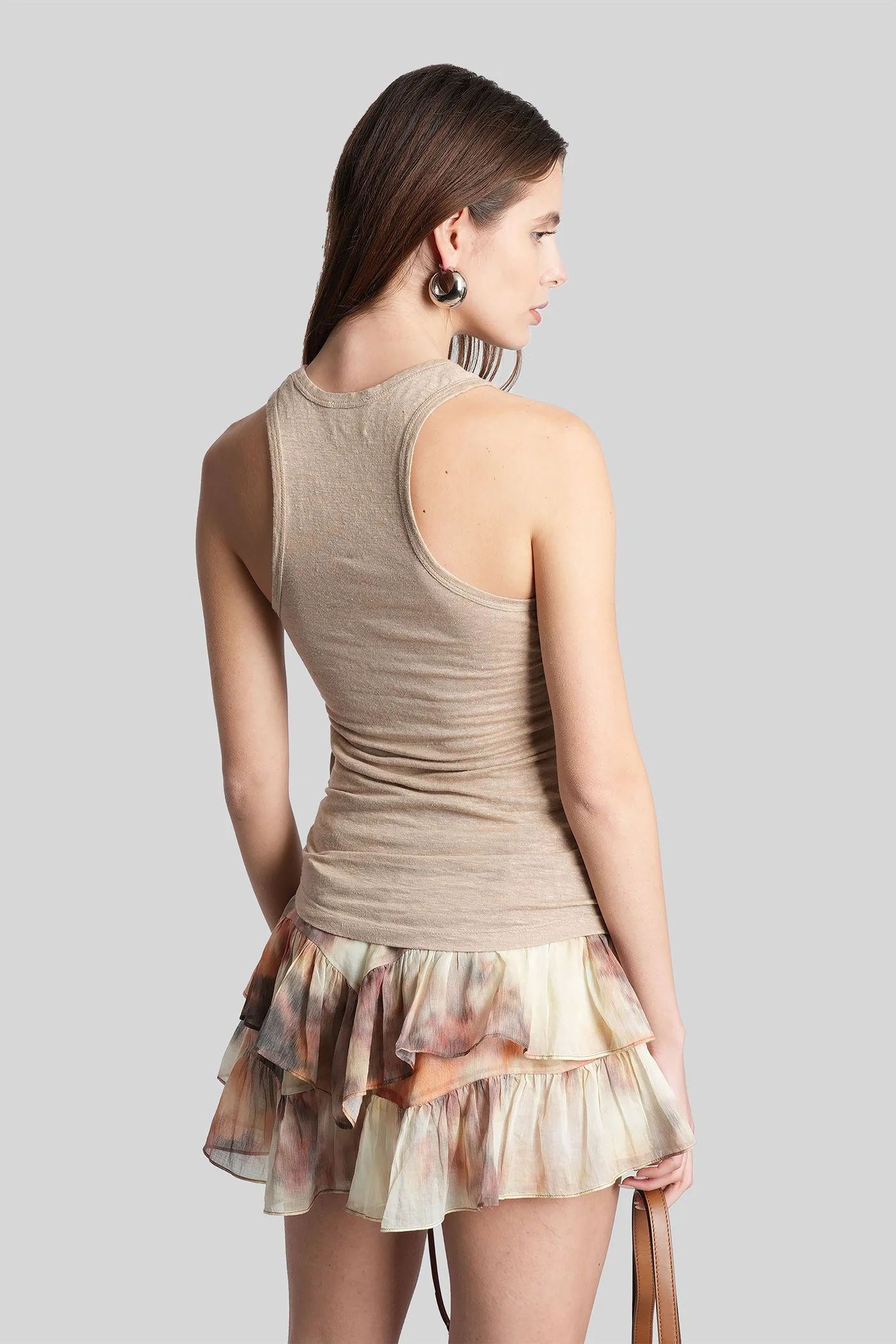 Thea tank Top in beige linen - Image 3