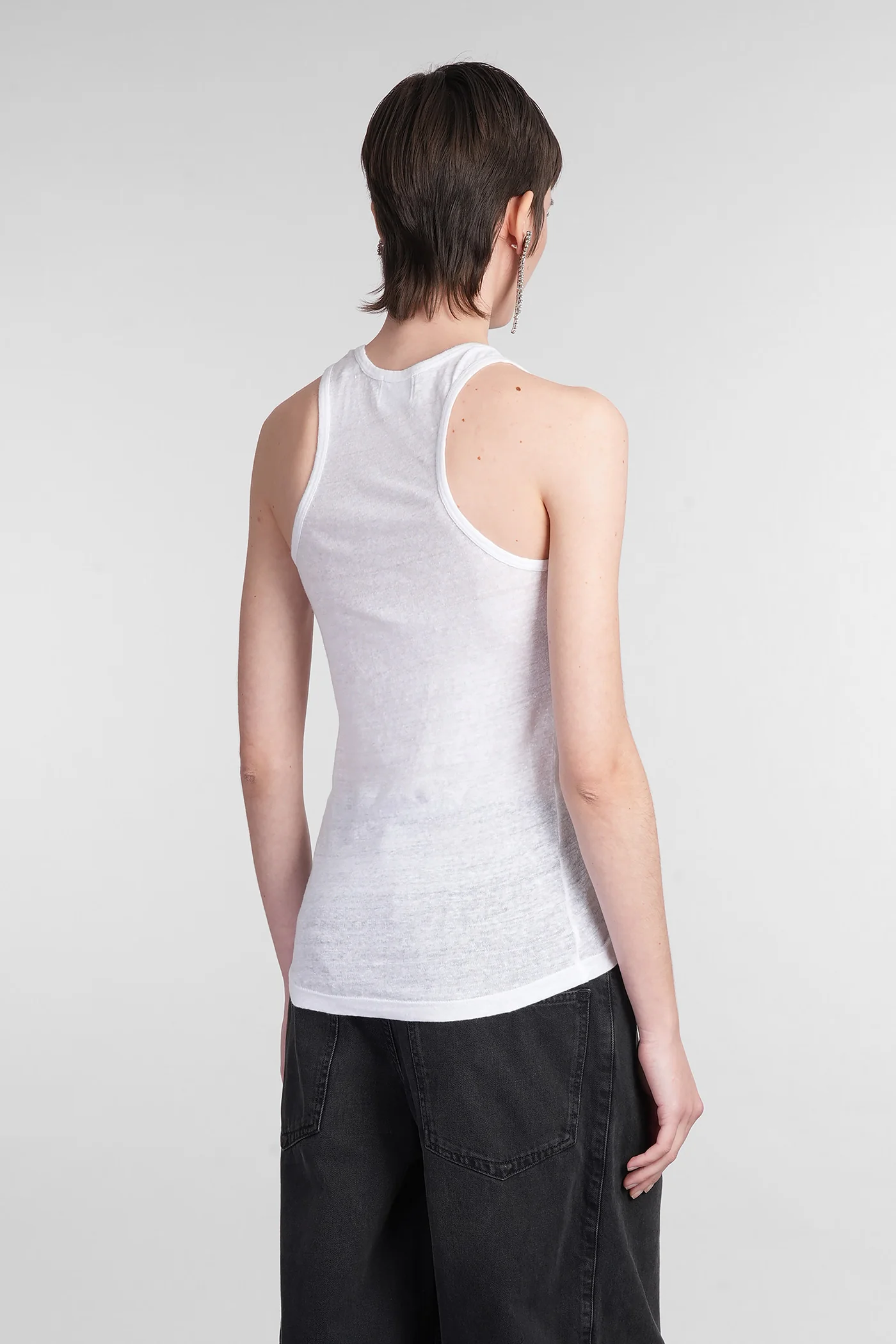 Thea tank Top in white linen - Image 3