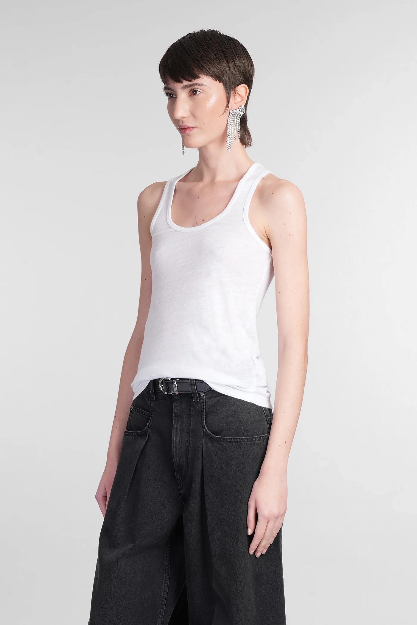 Thea tank Top in white linen - Image 4