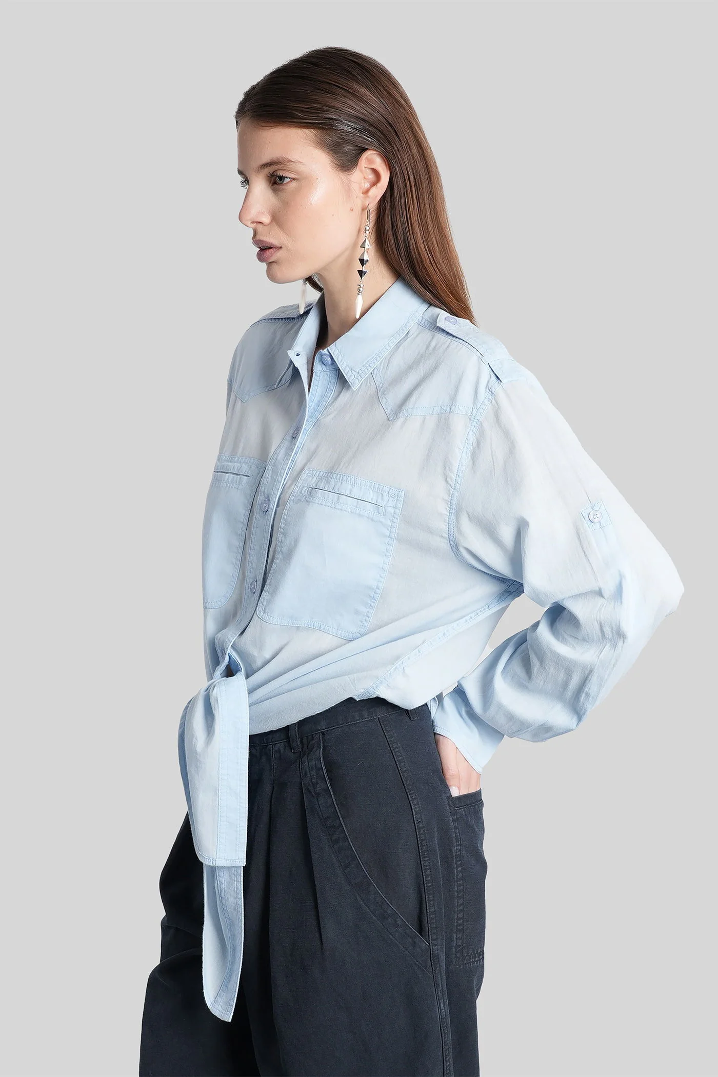 Valiane Shirt in cyan cotton - Image 4