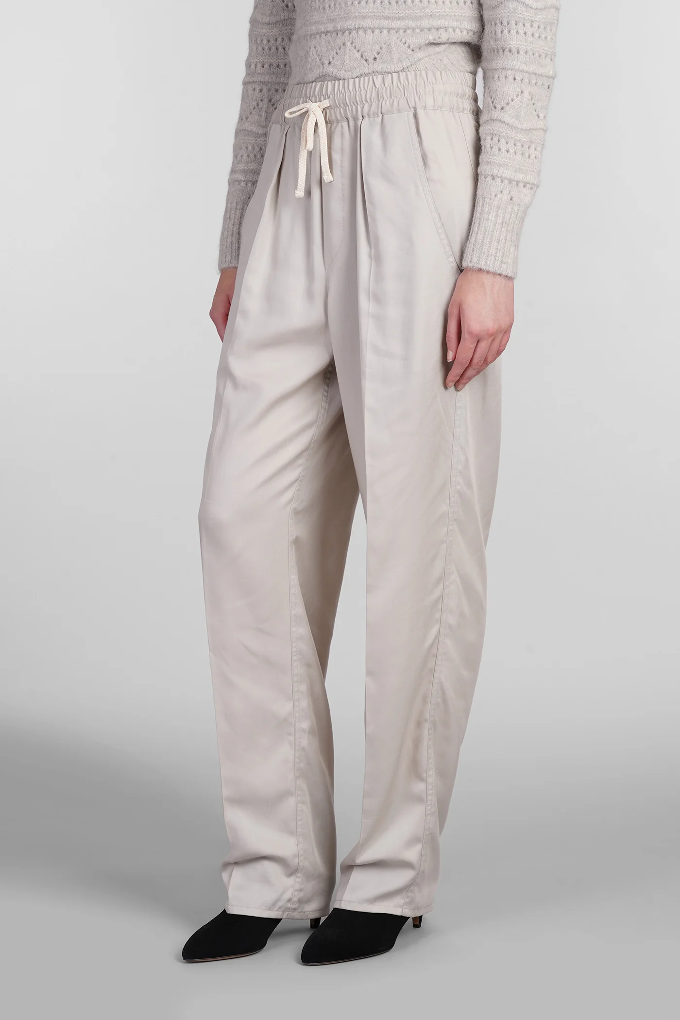 Vinciane Pants in beige wool and polyester - Image 3