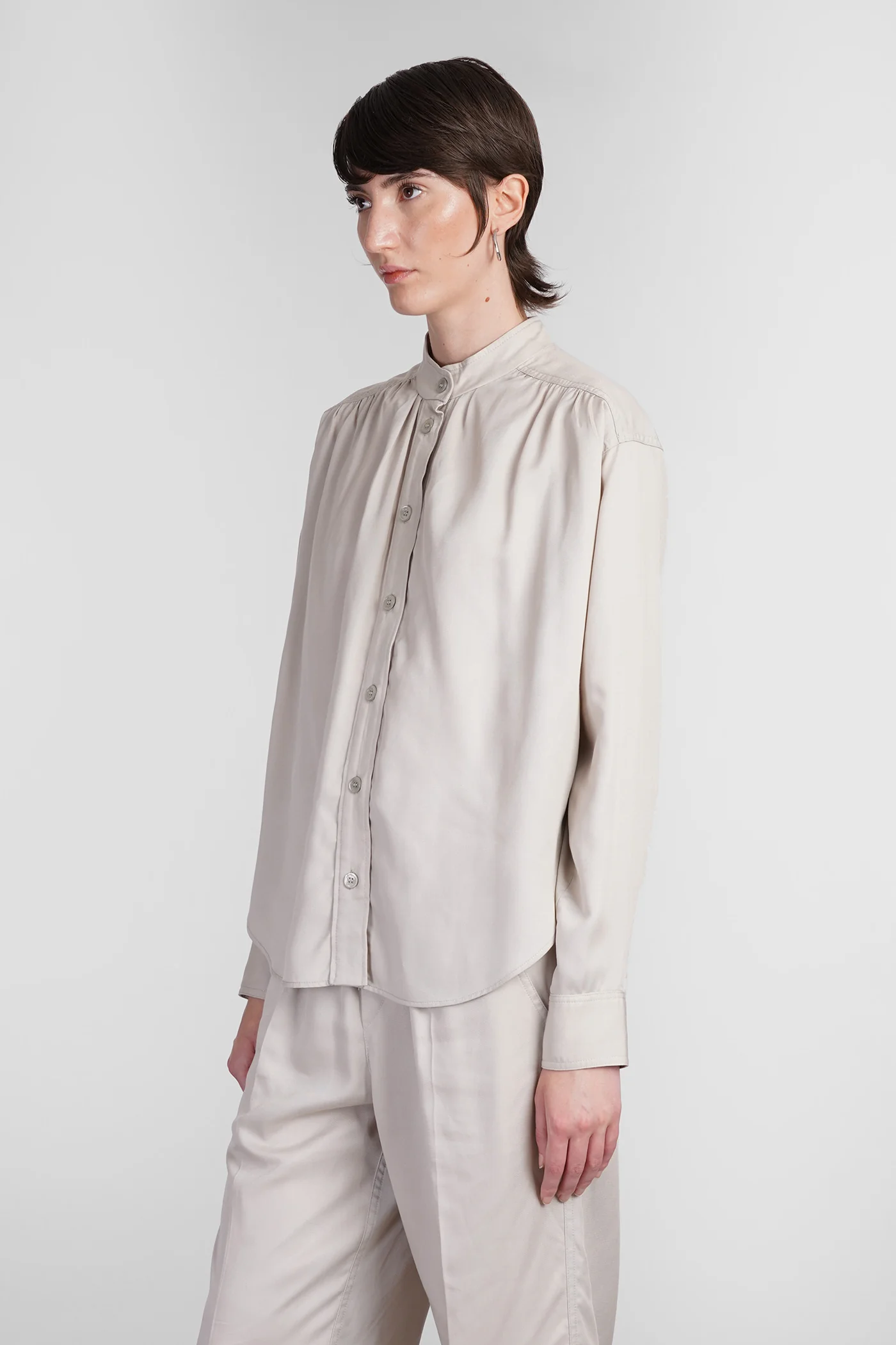 Violeta Shirt in beige wool and polyester - Image 4