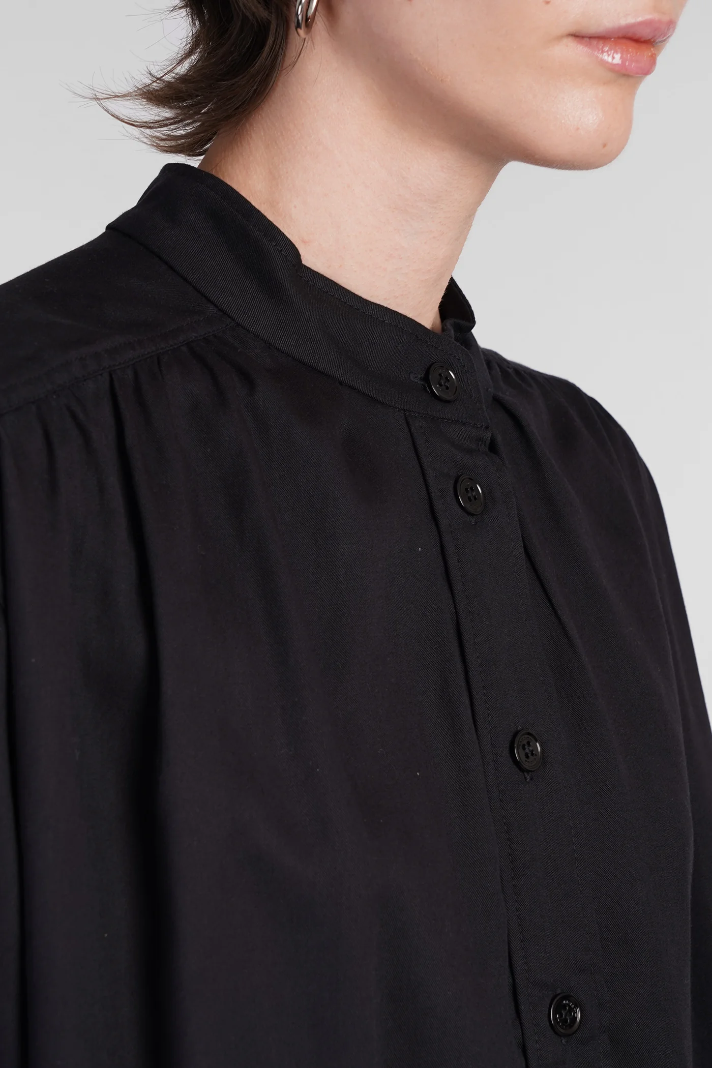 Violeta Shirt in black wool and polyester - Image 5