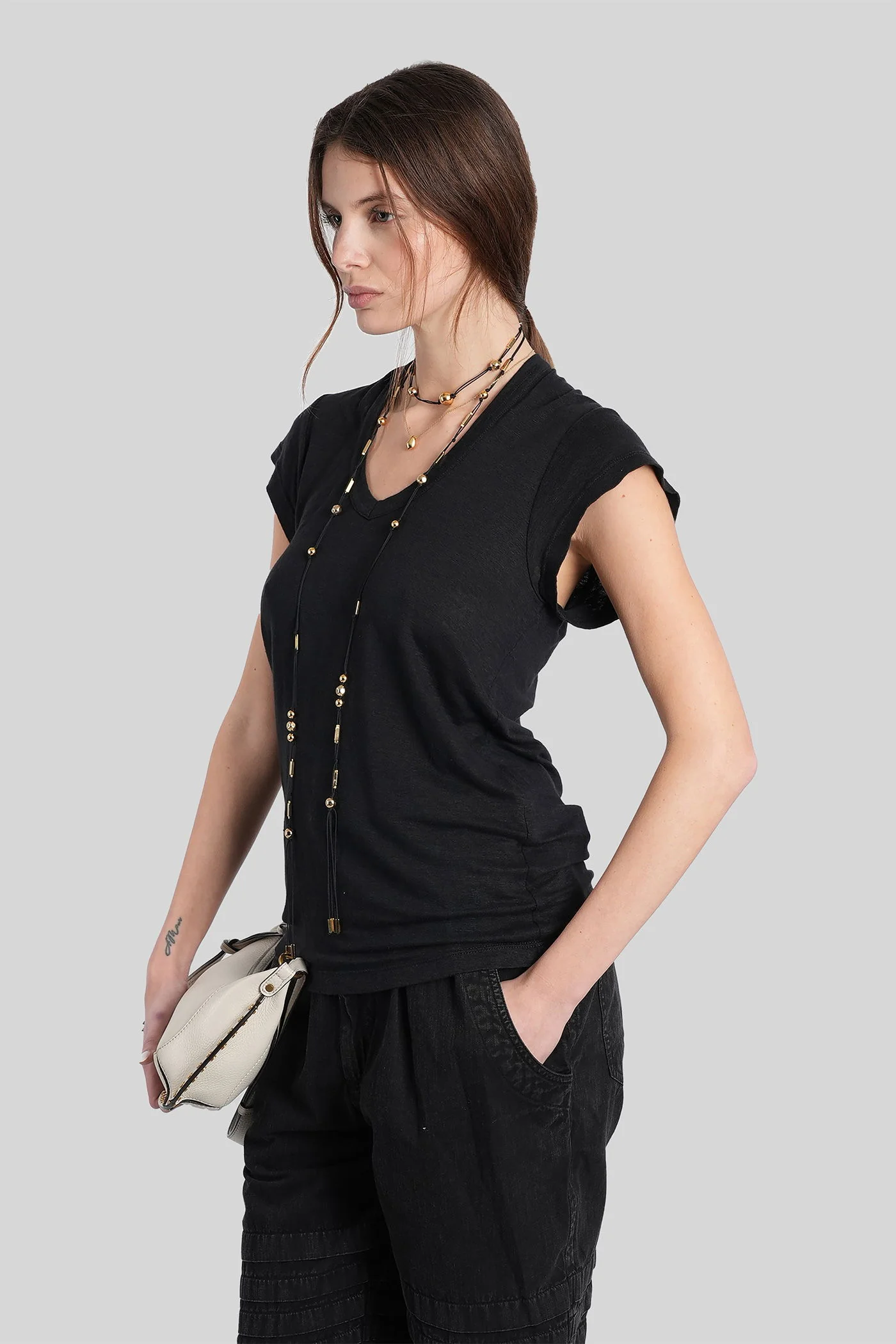 Zankou T-Shirt in black linen - Image 4